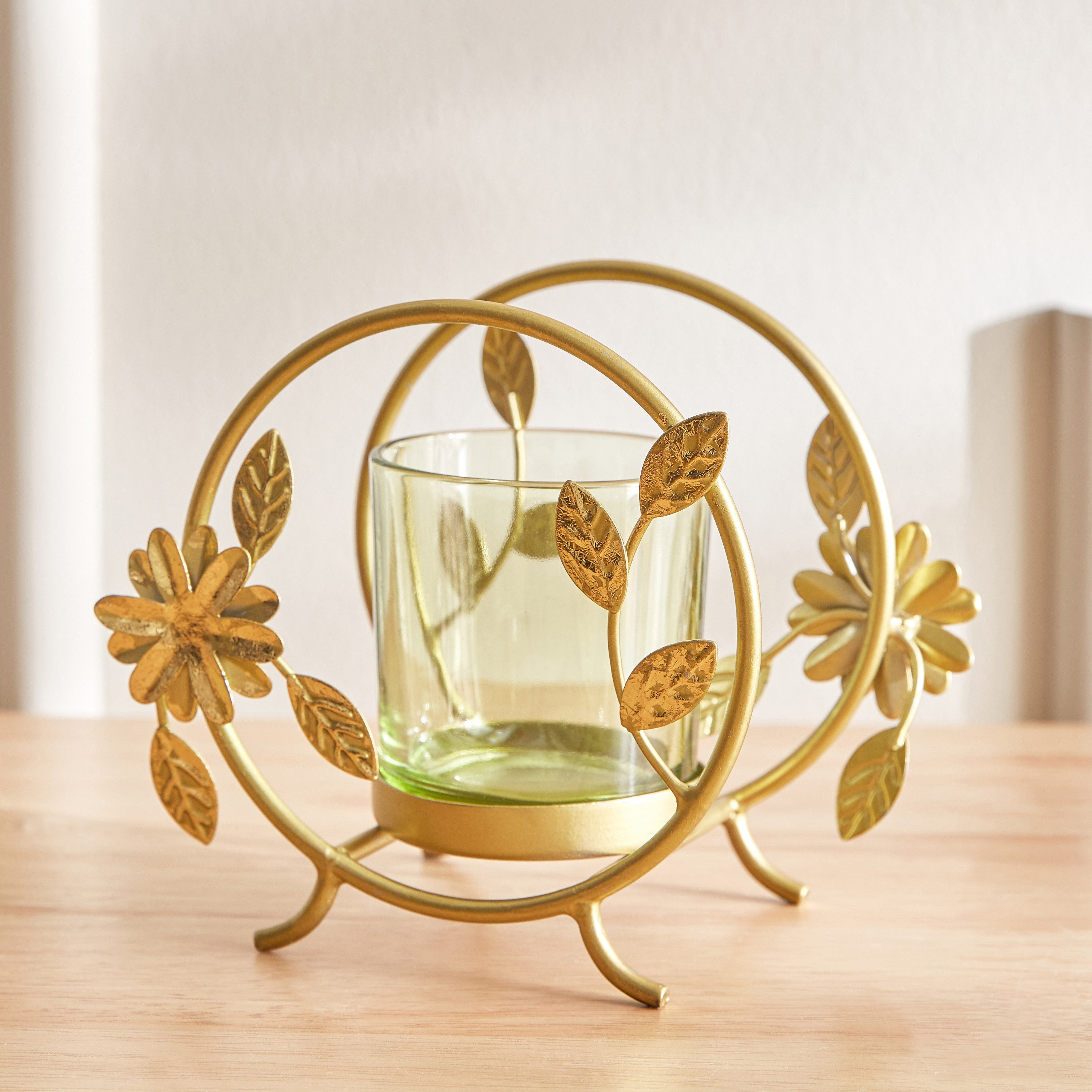 Levin Metal Leaf Tealight Holder - 15x95x14 cm-hbxlivingroom-decorandaccessories-candleholders-image-2