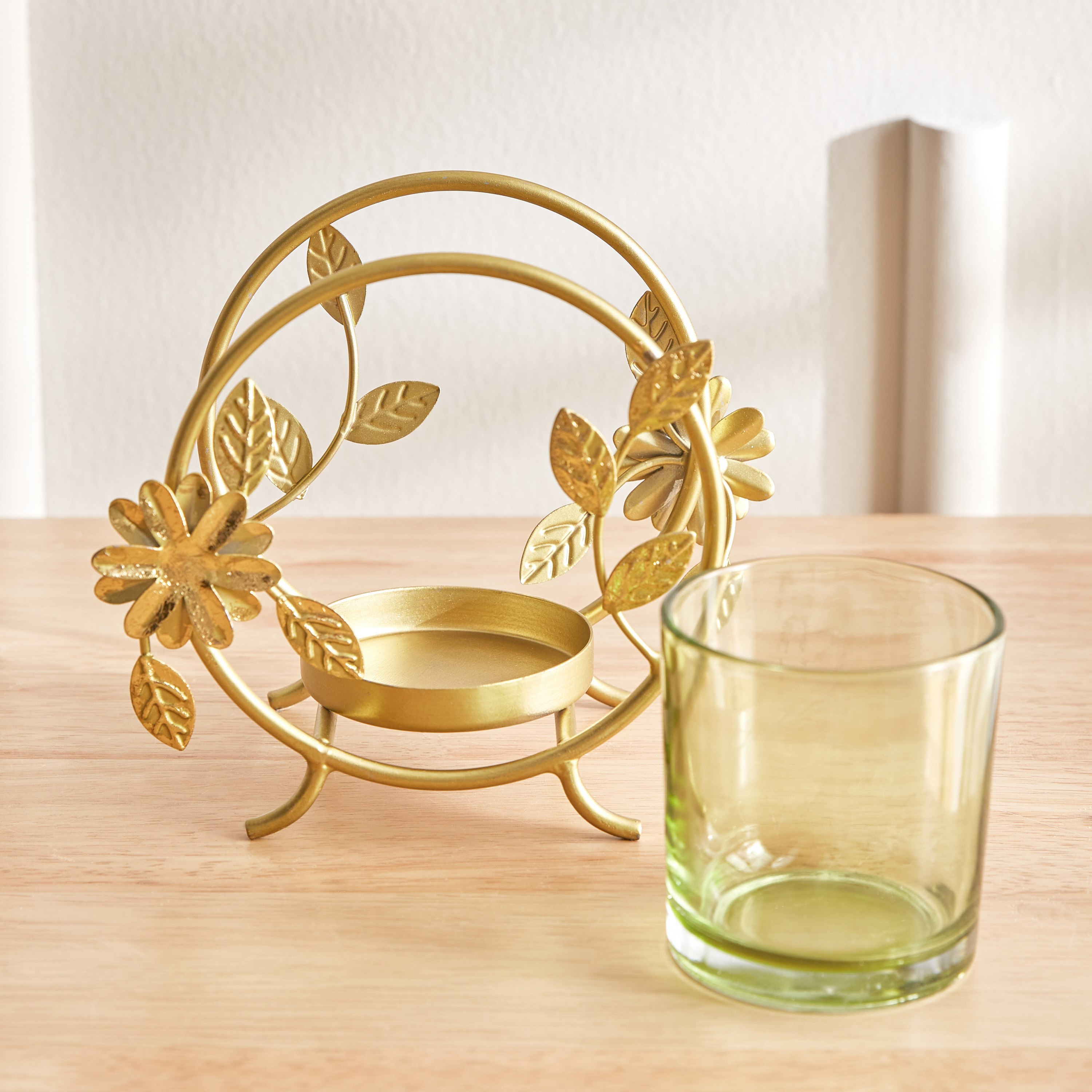 Levin Metal Leaf Tealight Holder - 15x95x14 cm-hbxlivingroom-decorandaccessories-candleholders-image-3