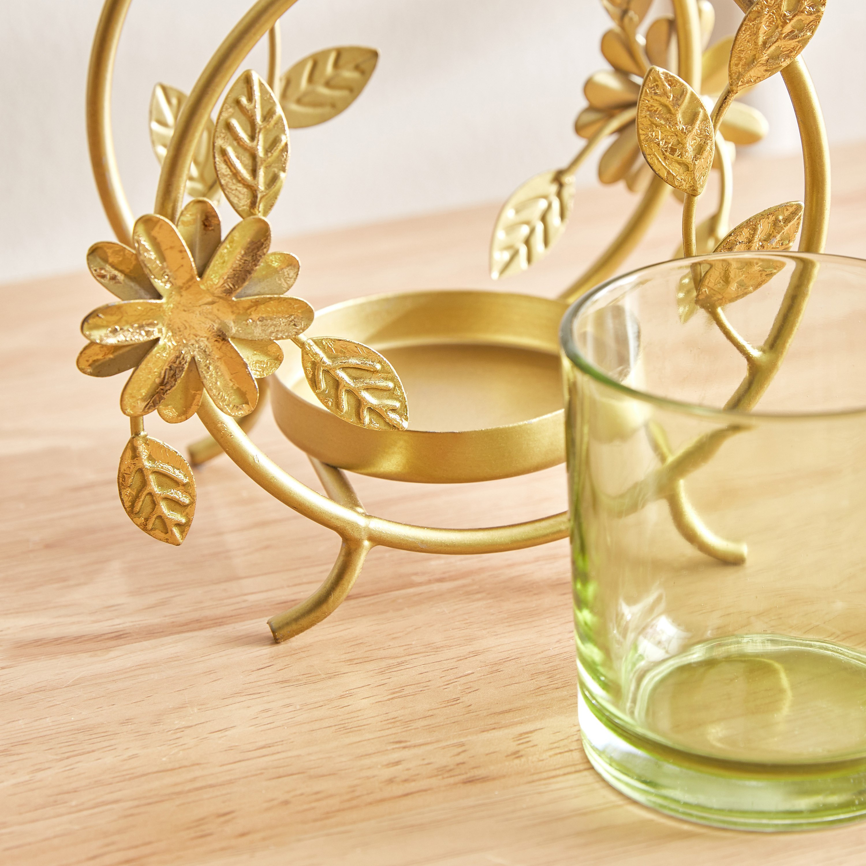 Levin Metal Leaf Tealight Holder - 15x95x14 cm-hbxlivingroom-decorandaccessories-candleholders-image-4
