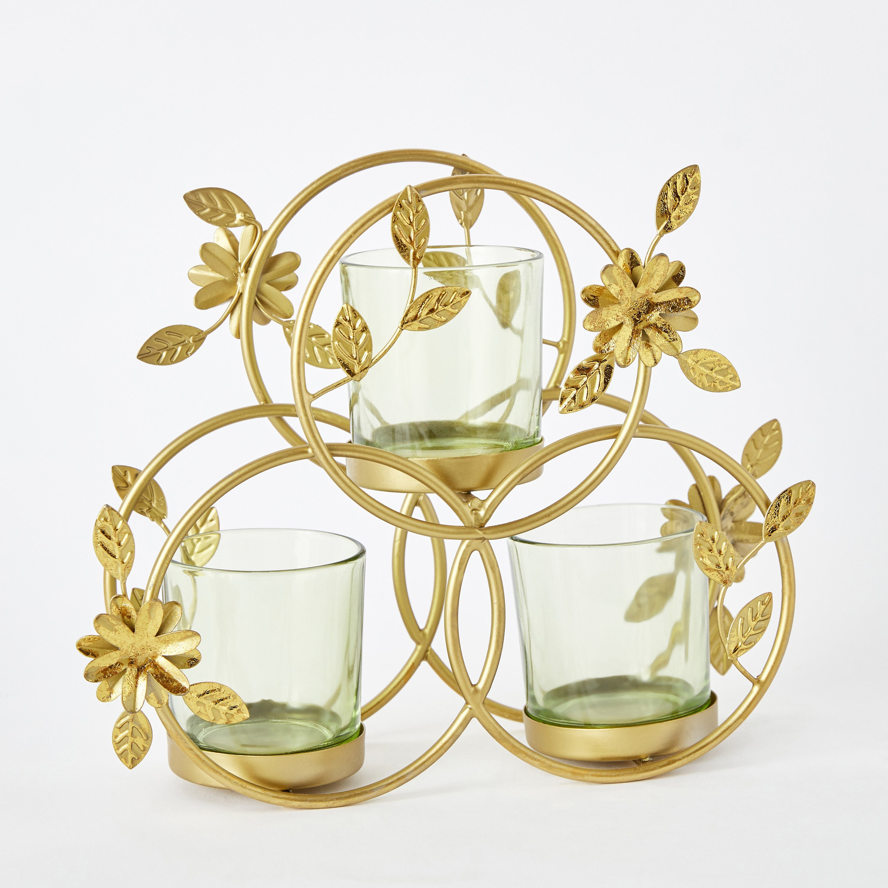 حامل شموع صغيرة معدن بتصميم أوراق شجر من ليفين - 24x24x30.5 سم-hbxlivingroom-decorandaccessories-candleholders-image-7