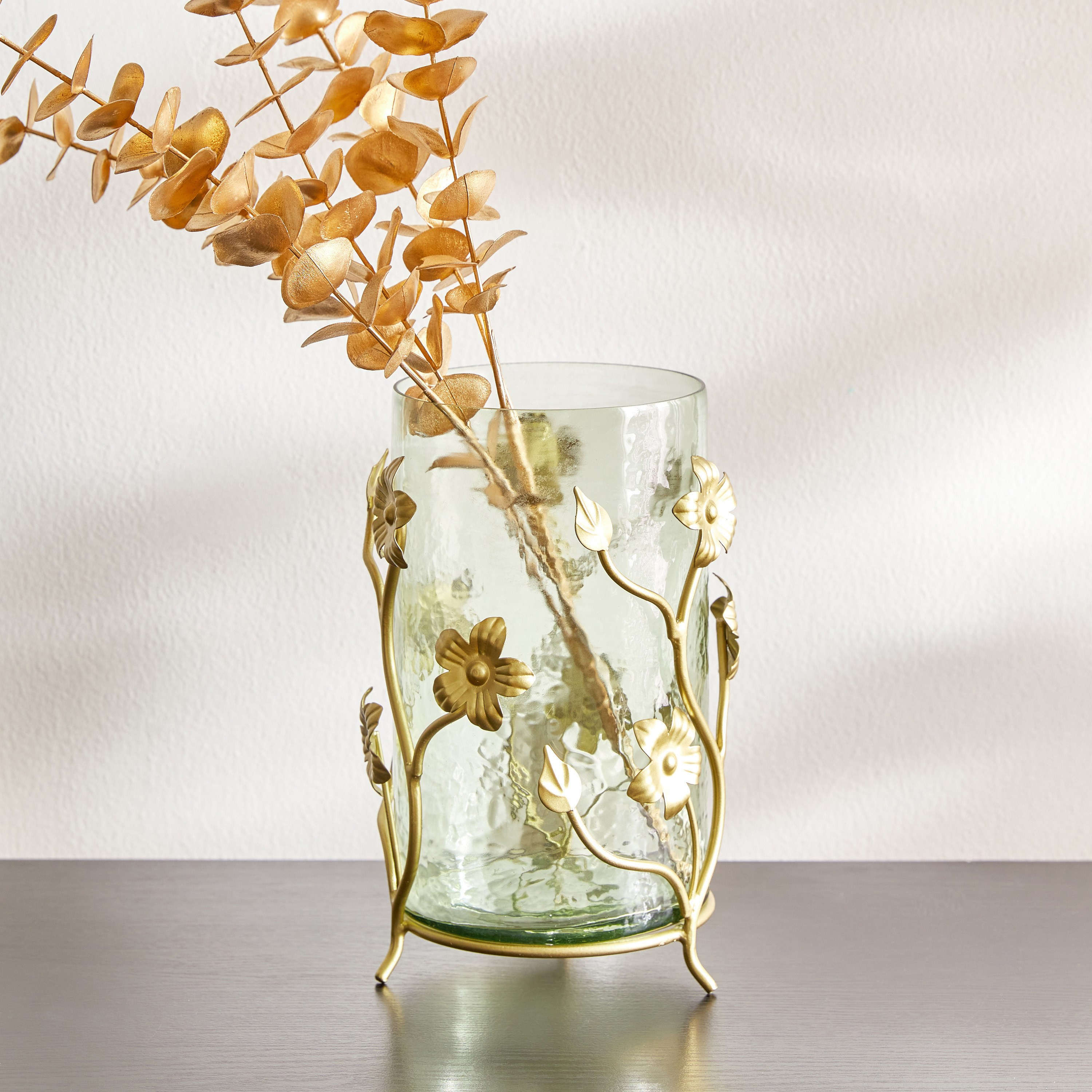 مزهرية زجاج بحامل من ليفين - 12x12x21 سم-hbxhomeware-hbxdecorandfurnishings-image-1