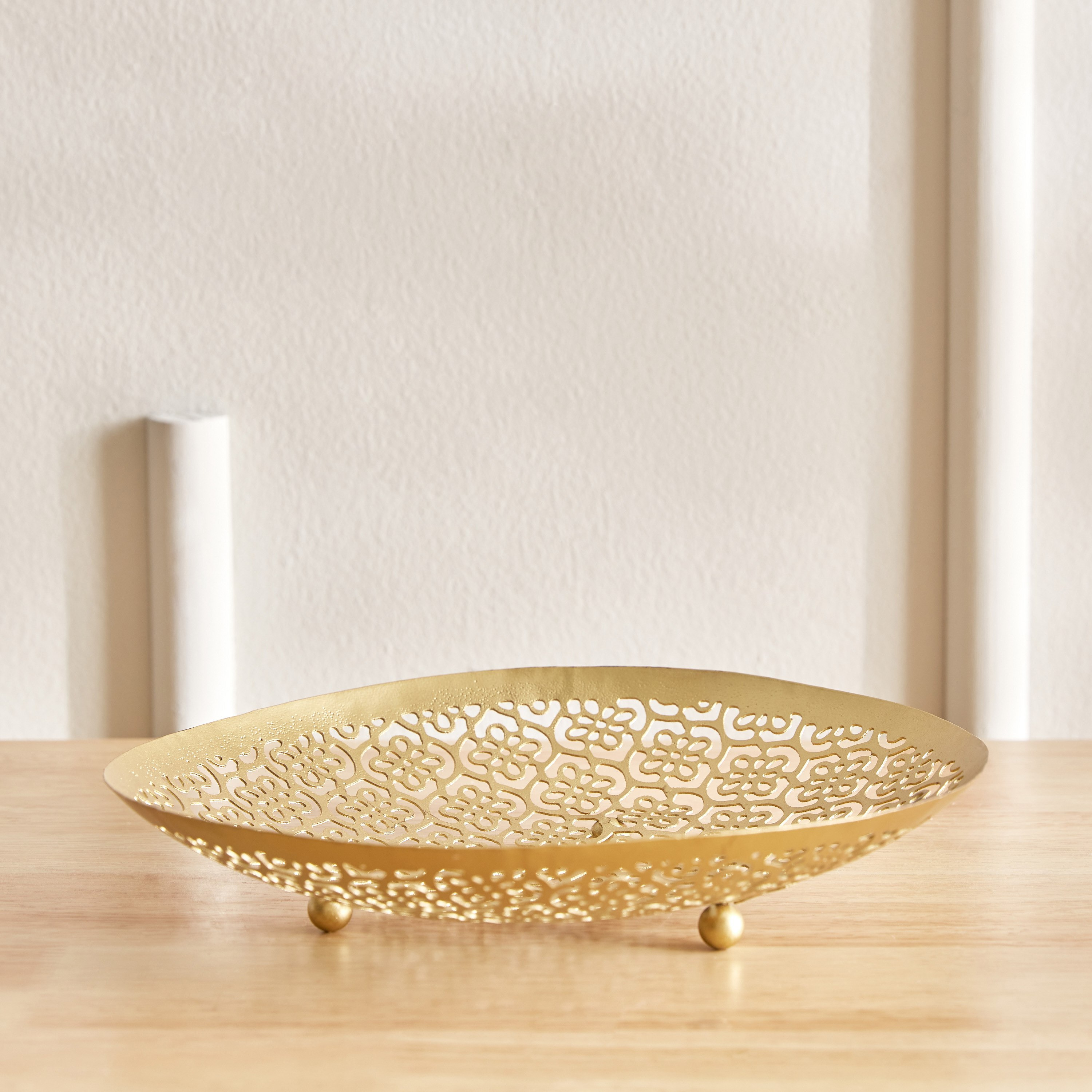 Levin Metal Baroque Cutwork Decorative Platter - 24.5x24.5x4 cm-PROMO_HB_AE_B2G2_011025-image-2
