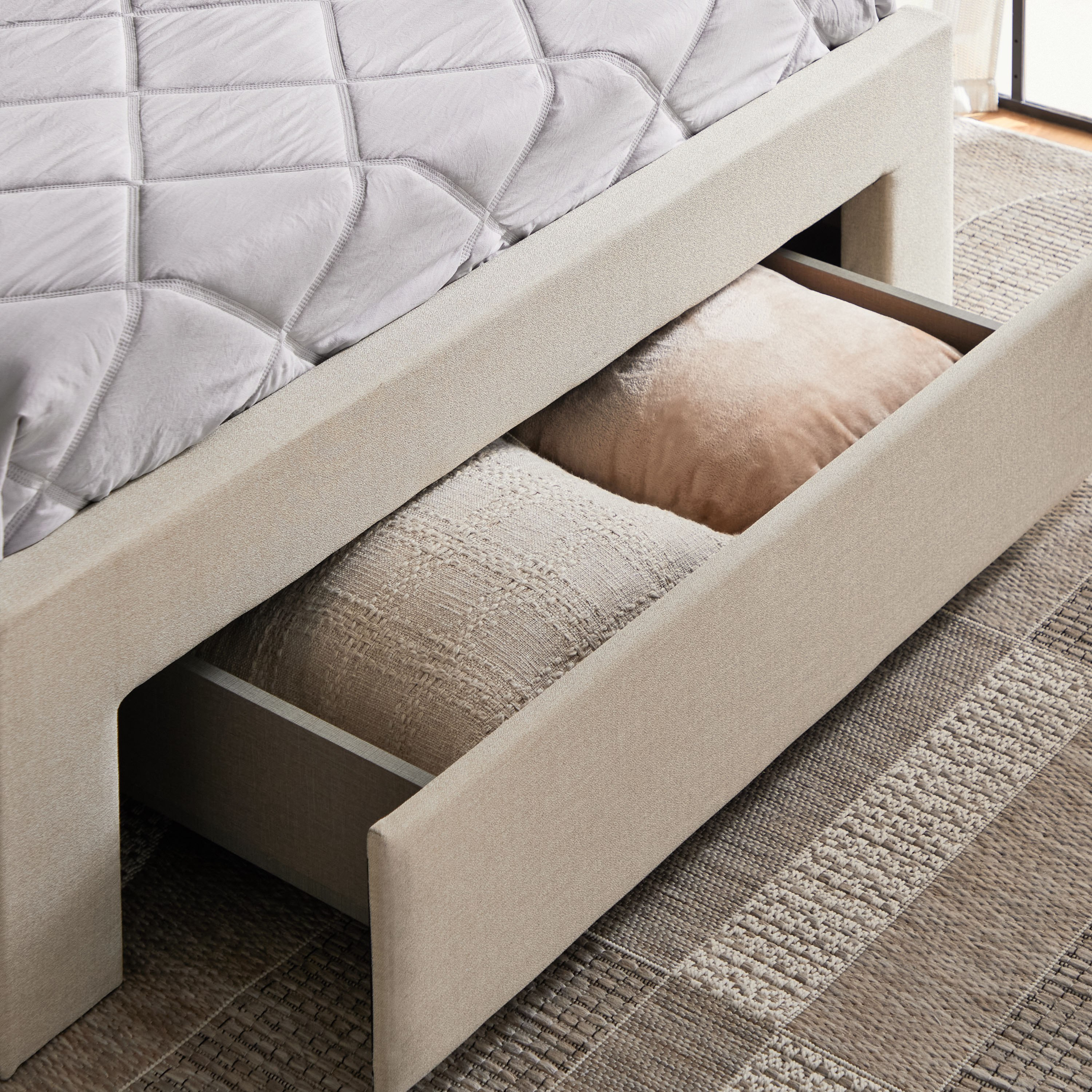 Movo Oakland Neo Upholstered Twin Bed with Drawer - 120x200 cm-hbxfurniture-kidsroom-kidsroomsets-twin-image-7