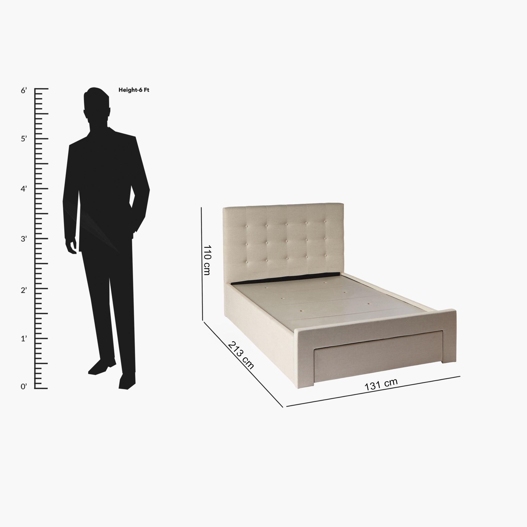 Movo Oakland Neo Upholstered Twin Bed with Drawer - 120x200 cm-hbxfurniture-kidsroom-kidsroomsets-twin-image-12