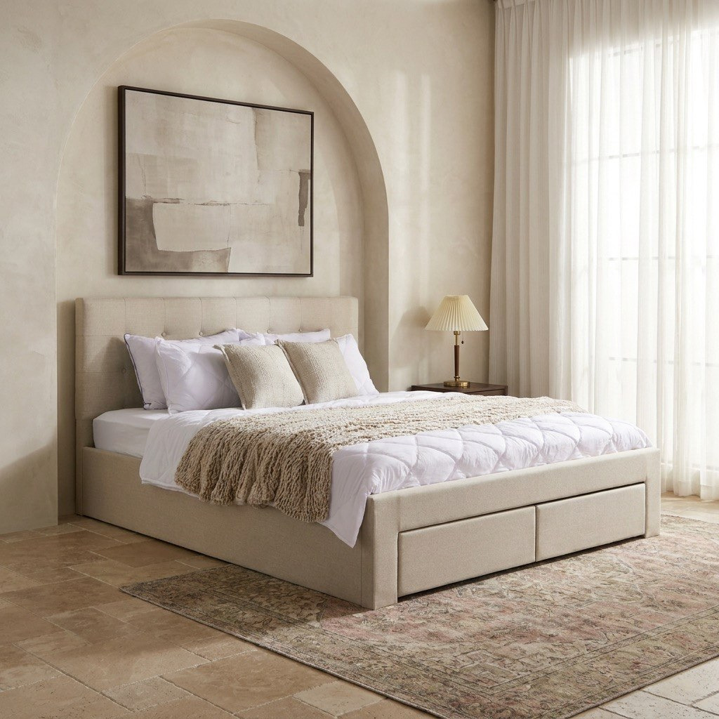 Movo Oakland Neo Upholstered King Bed with 2 Drawers - 180x200 cm-PROMO_HB_UAE_HBX10_250526-image-2