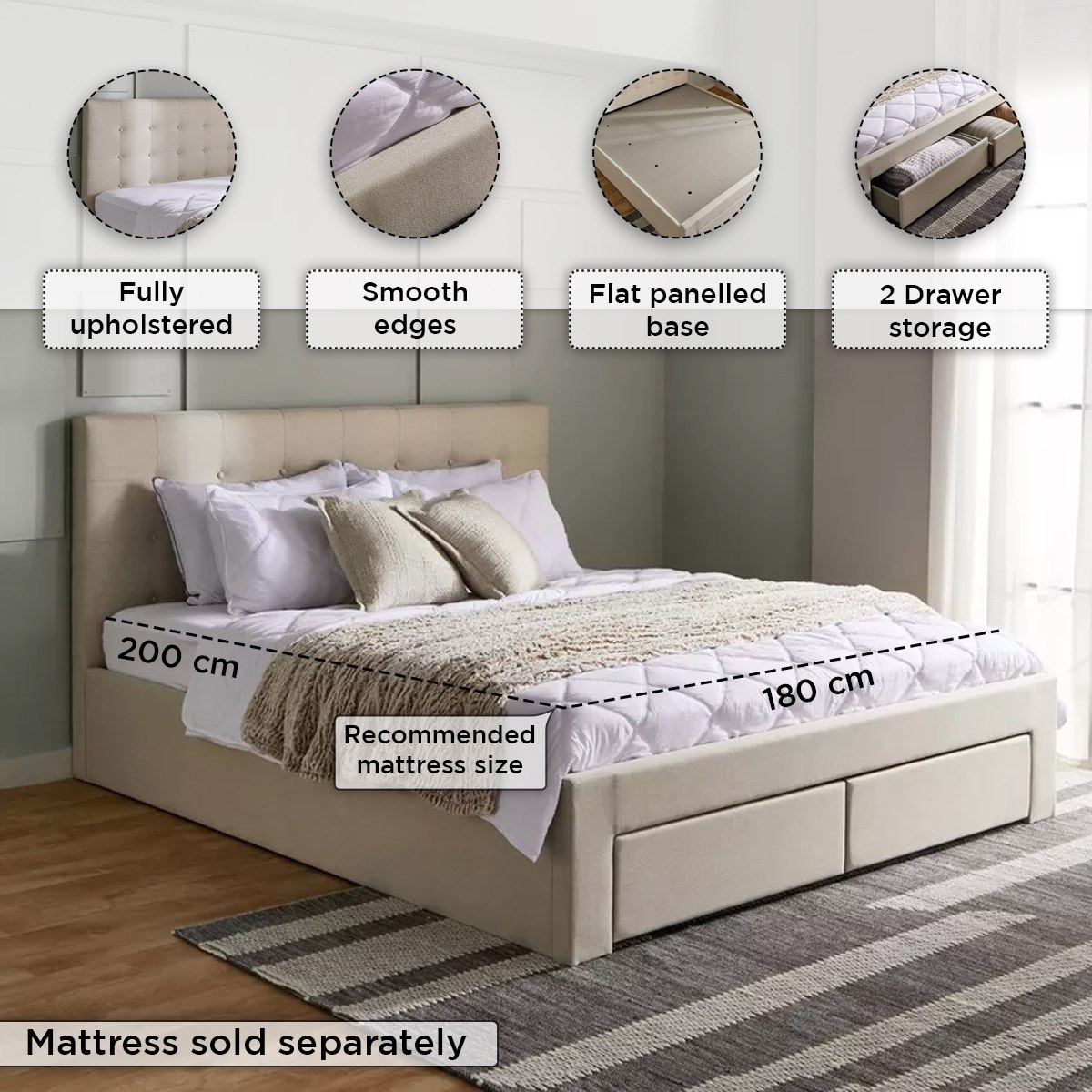 Movo Oakland Neo Upholstered King Bed with 2 Drawers - 180x200 cm-PROMO_HB_UAE_HBX10_250526-image-5