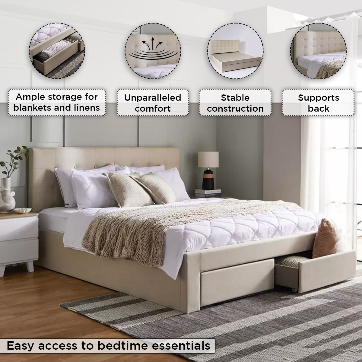 Movo Oakland Neo Upholstered King Bed with 2 Drawers - 180x200 cm-PROMO_HB_UAE_HBX10_250526-image-7