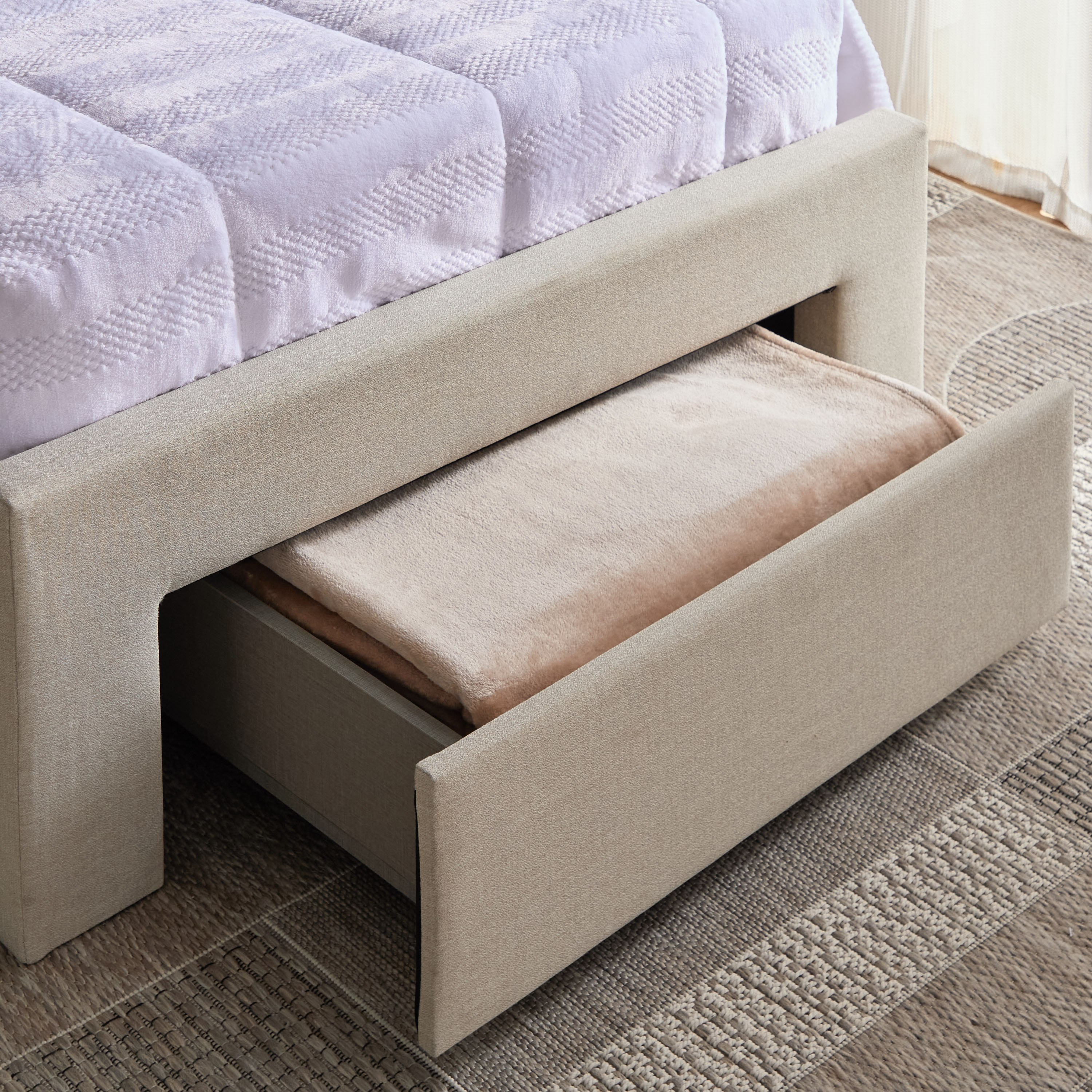Movo Oakland Neo Upholstered Single Bed with Drawer - 90x200 cm-hbxkidsandyouth-bedsandbedsets-beds-single-image-3