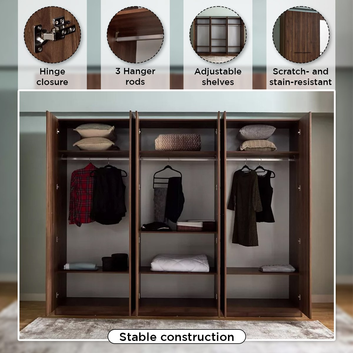 Patara 6-Door Wardrobe with Mirror-hbxfurniture-wardrobes-image-5