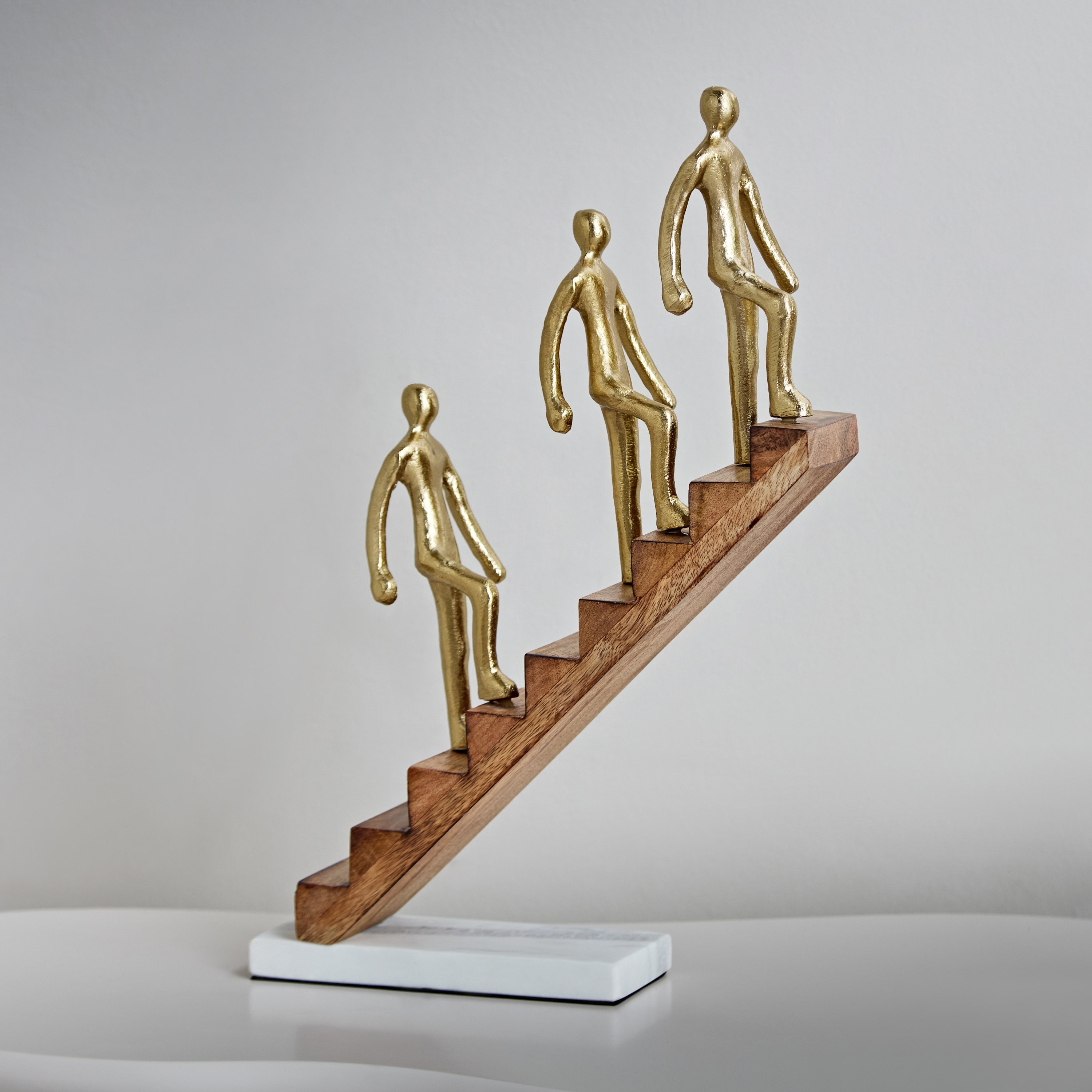 قطعة ديكور ألومنيوم بتصميم 3 رجال مع خشب وحجر من أودين - 21x7x30 سم-hbxhomeware-homedecor-figurinesandornaments-image-1
