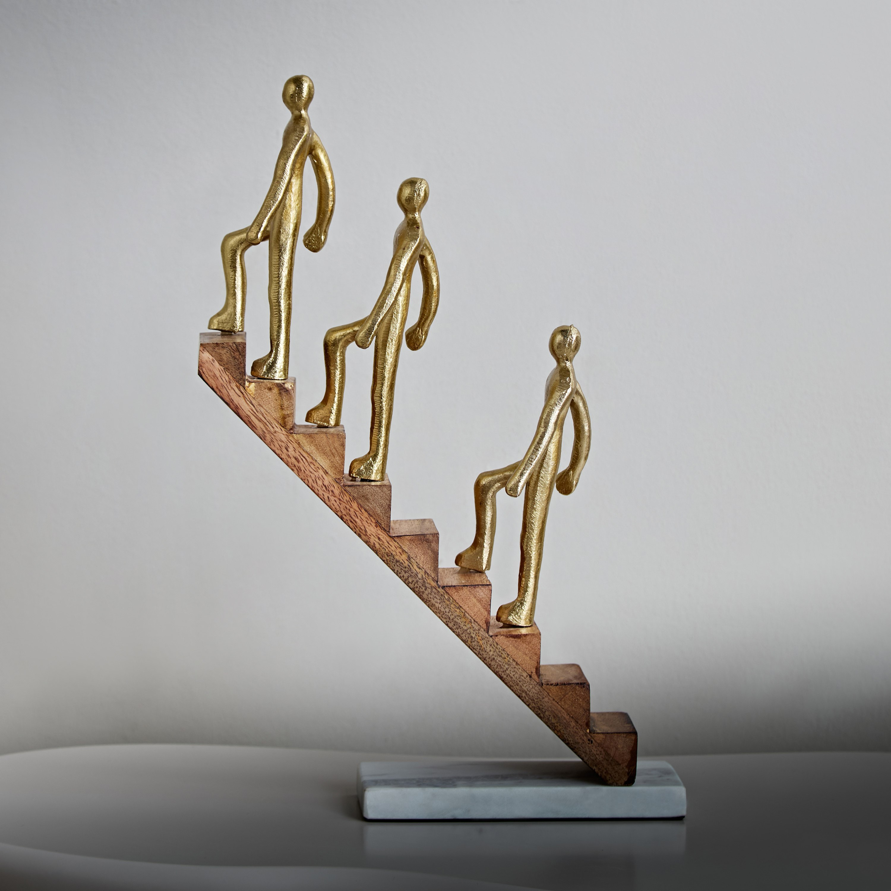 قطعة ديكور ألومنيوم بتصميم 3 رجال مع خشب وحجر من أودين - 21x7x30 سم-hbxhomeware-homedecor-figurinesandornaments-image-2