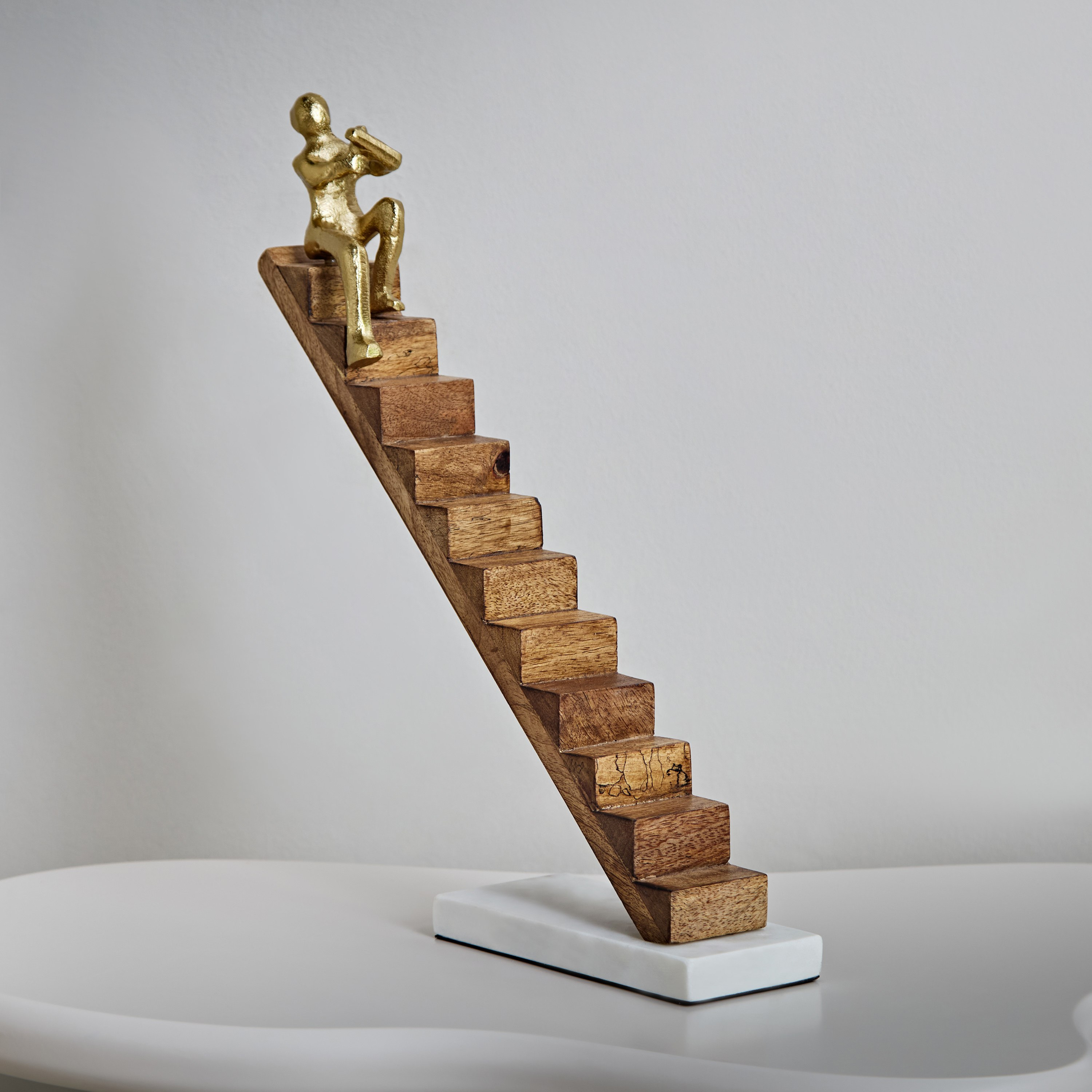 قطعة ديكور ألومنيوم بتصميم رجل بالخشب والحجر من أودين - 28x7x35 سم-hbxhomeware-homedecor-figurinesandornaments-image-1