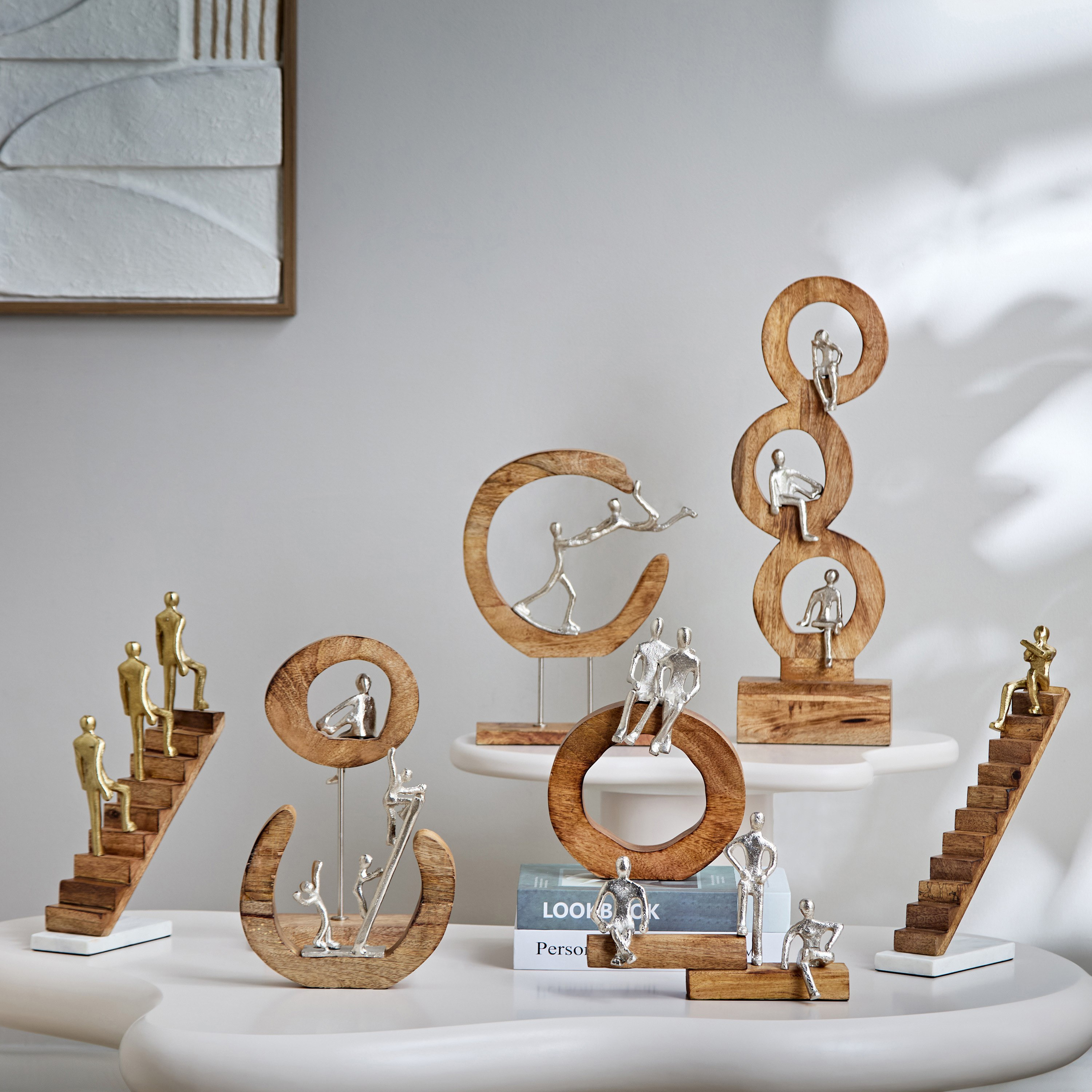 قطعة ديكور ألومنيوم بتصميم رجل بالخشب والحجر من أودين - 28x7x35 سم-hbxhomeware-homedecor-figurinesandornaments-image-4