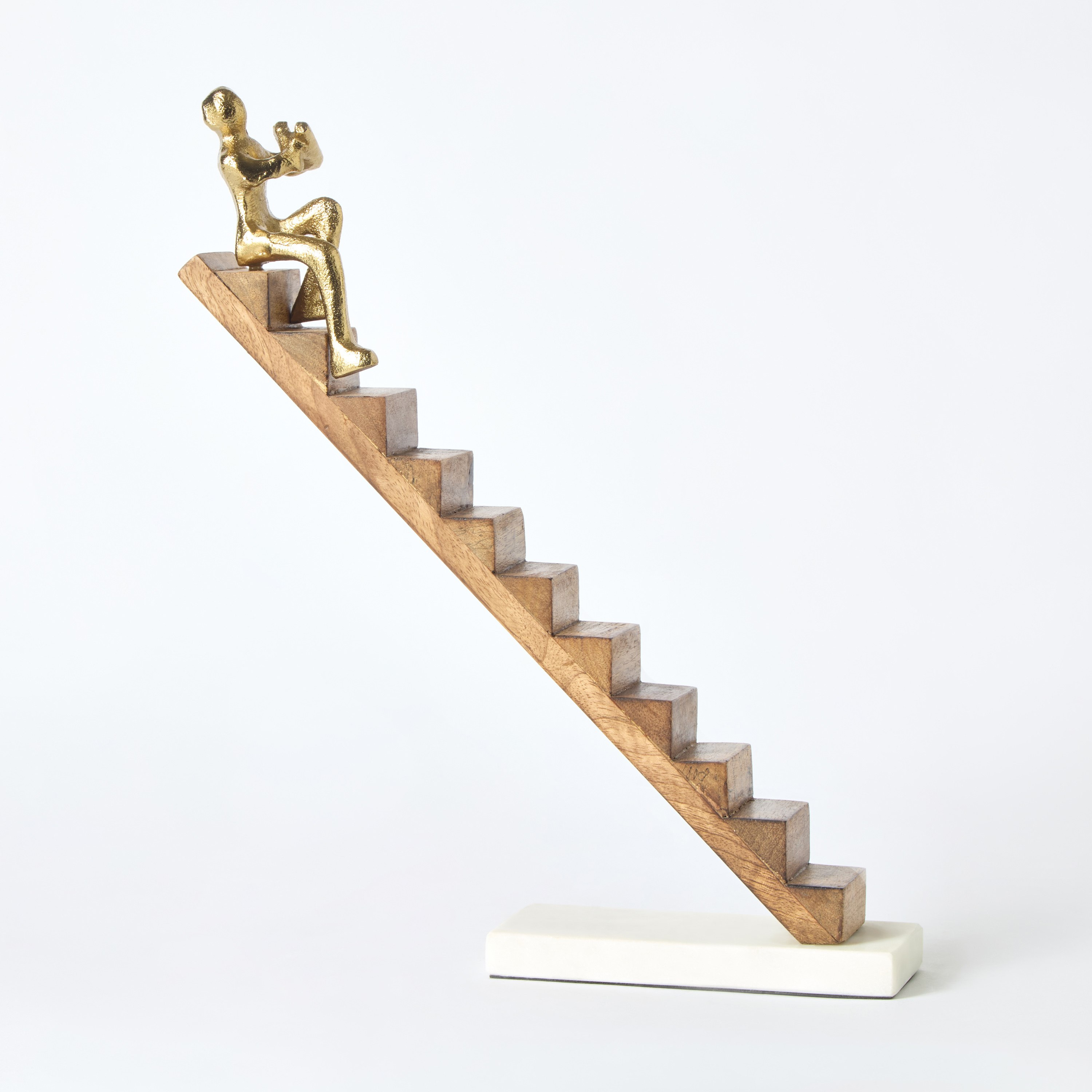 قطعة ديكور ألومنيوم بتصميم رجل بالخشب والحجر من أودين - 28x7x35 سم-hbxhomeware-homedecor-figurinesandornaments-image-5