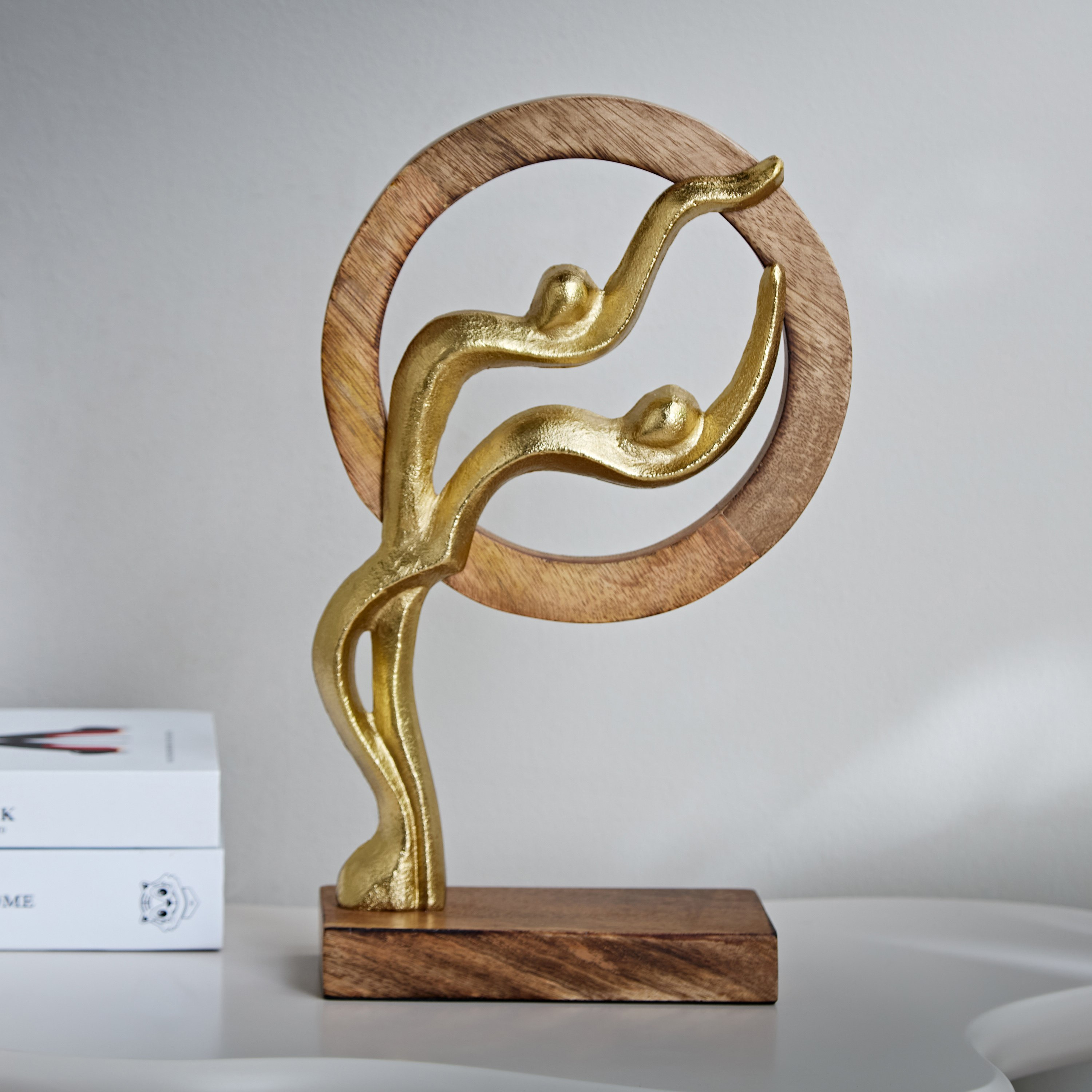 Odin Aluminum Sculpture with Wooden Ring - 20x7x31 cm-hbxhomeware-homedecor-figurinesandornaments-image-1