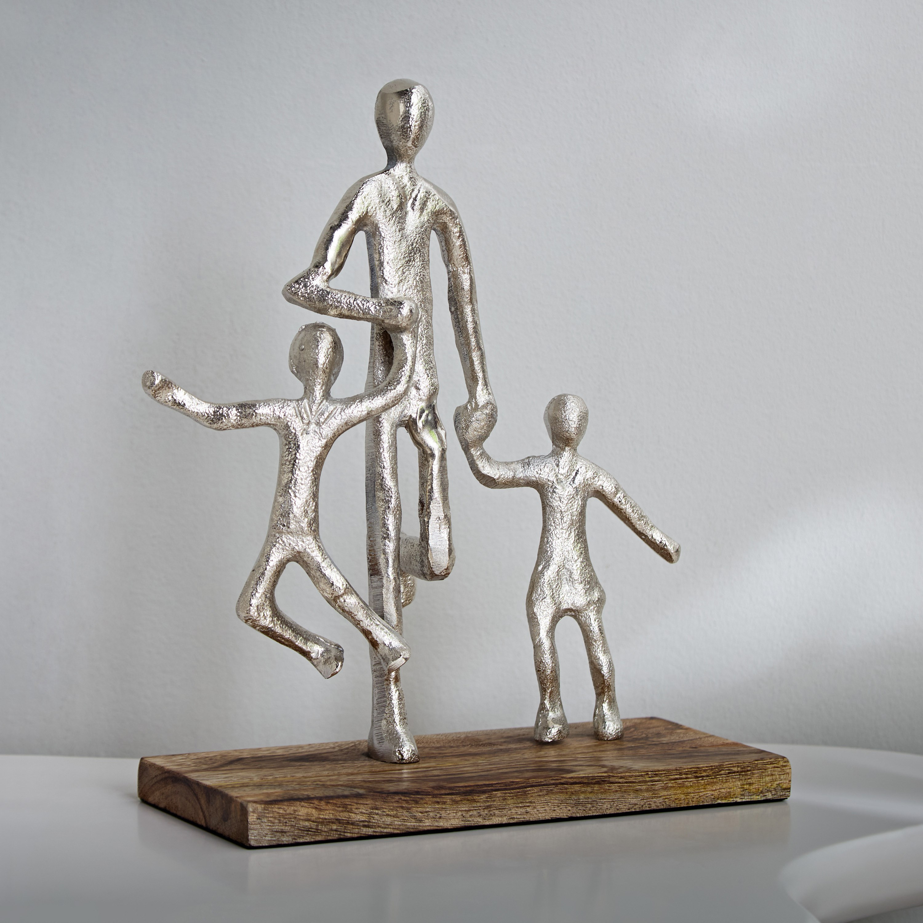 Odin Aluminum Family Sculpture with Wooden Base - 32x21x25 cm-hbxhomeware-homedecor-figurinesandornaments-image-2