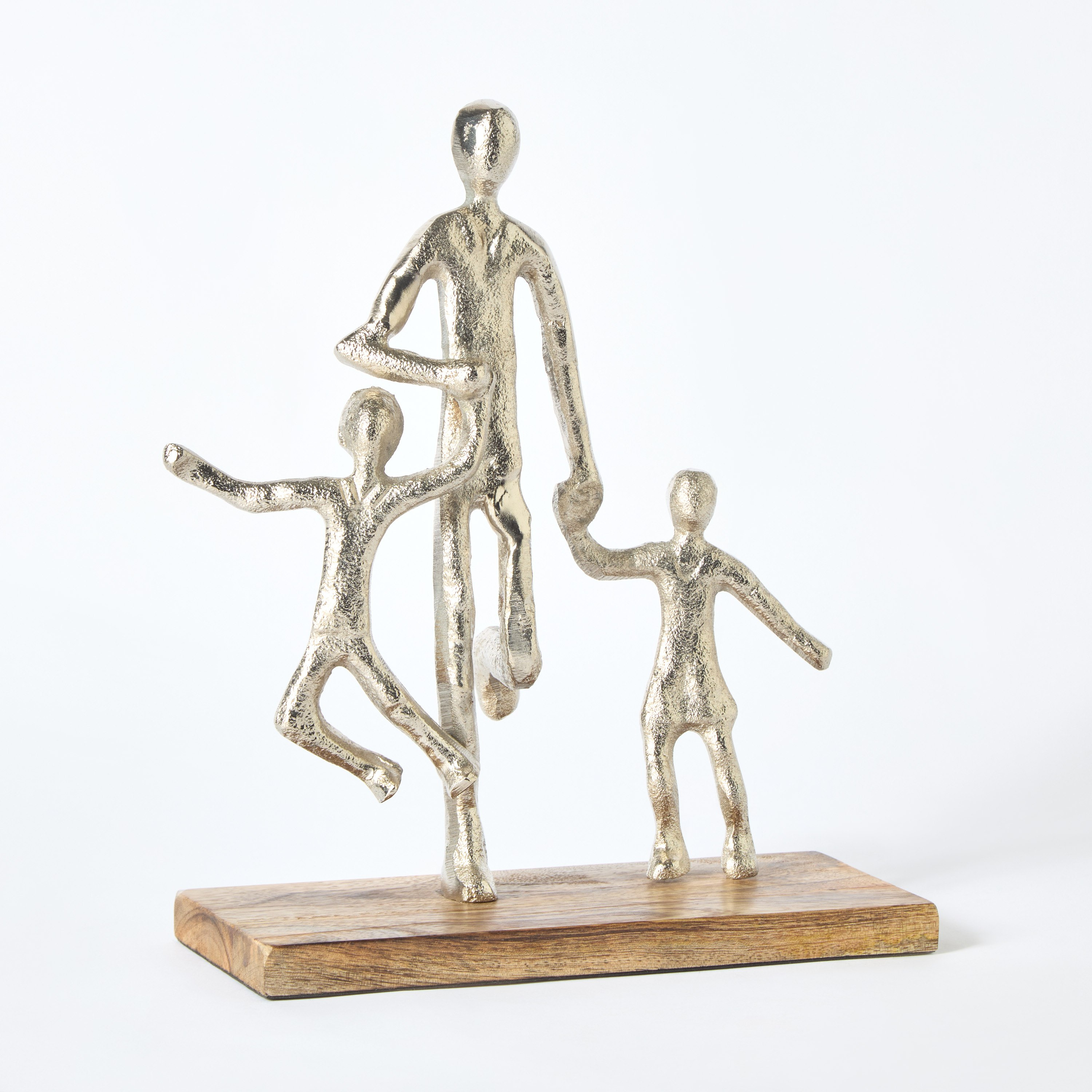 Odin Aluminum Family Sculpture with Wooden Base - 32x21x25 cm-hbxhomeware-homedecor-figurinesandornaments-image-5
