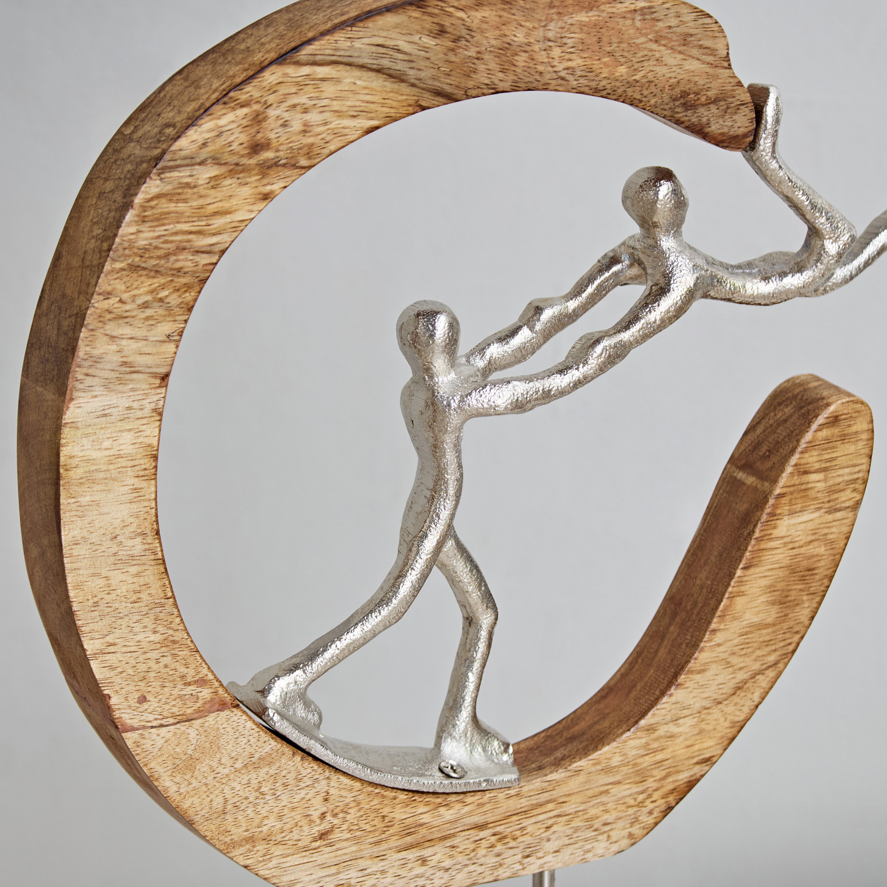 Odin Aluminium Enjoy Sculpture with Wooden Base - 27x9x36 cm-hbxhomeware-homedecor-figurinesandornaments-image-3