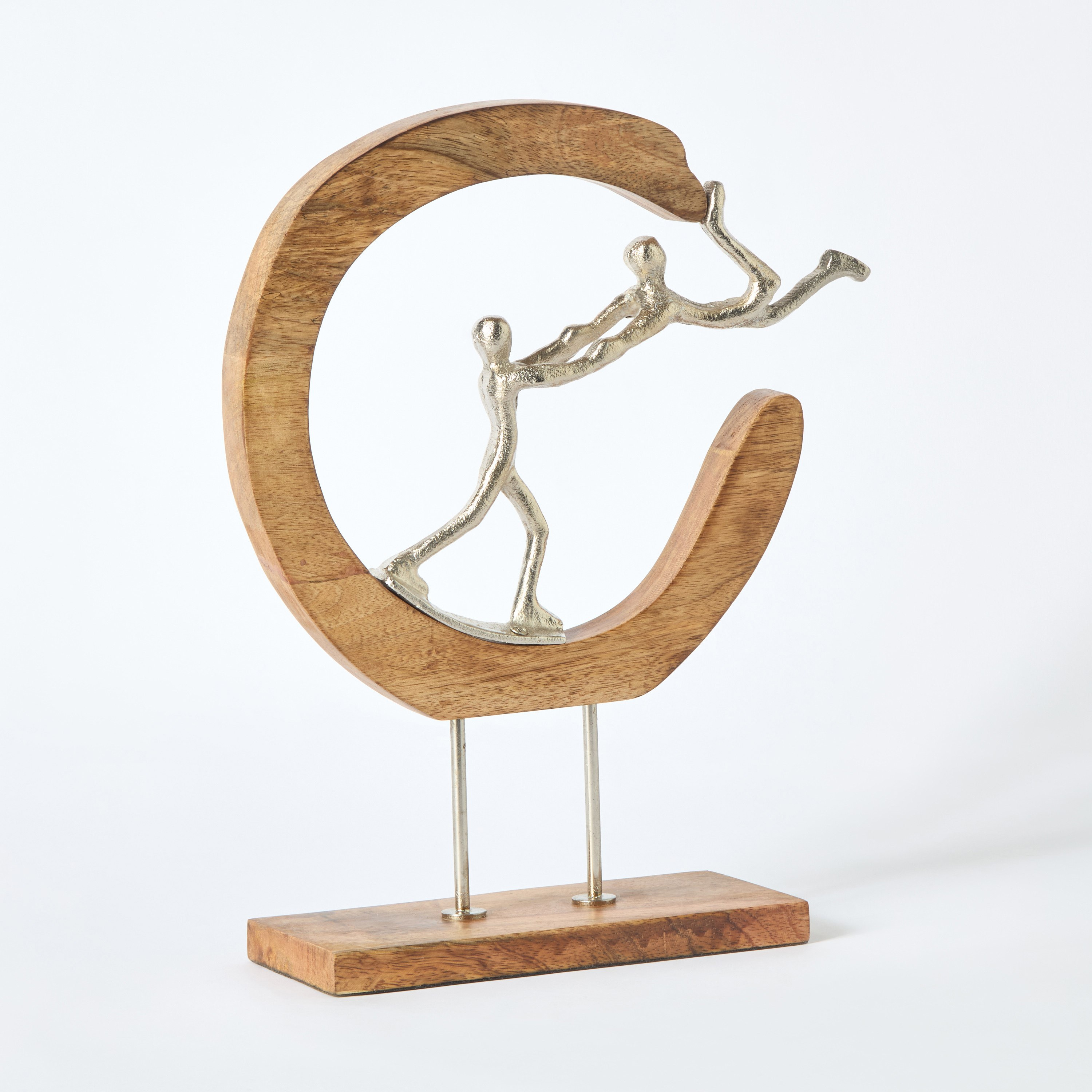 Odin Aluminium Enjoy Sculpture with Wooden Base - 27x9x36 cm-hbxhomeware-homedecor-figurinesandornaments-image-5