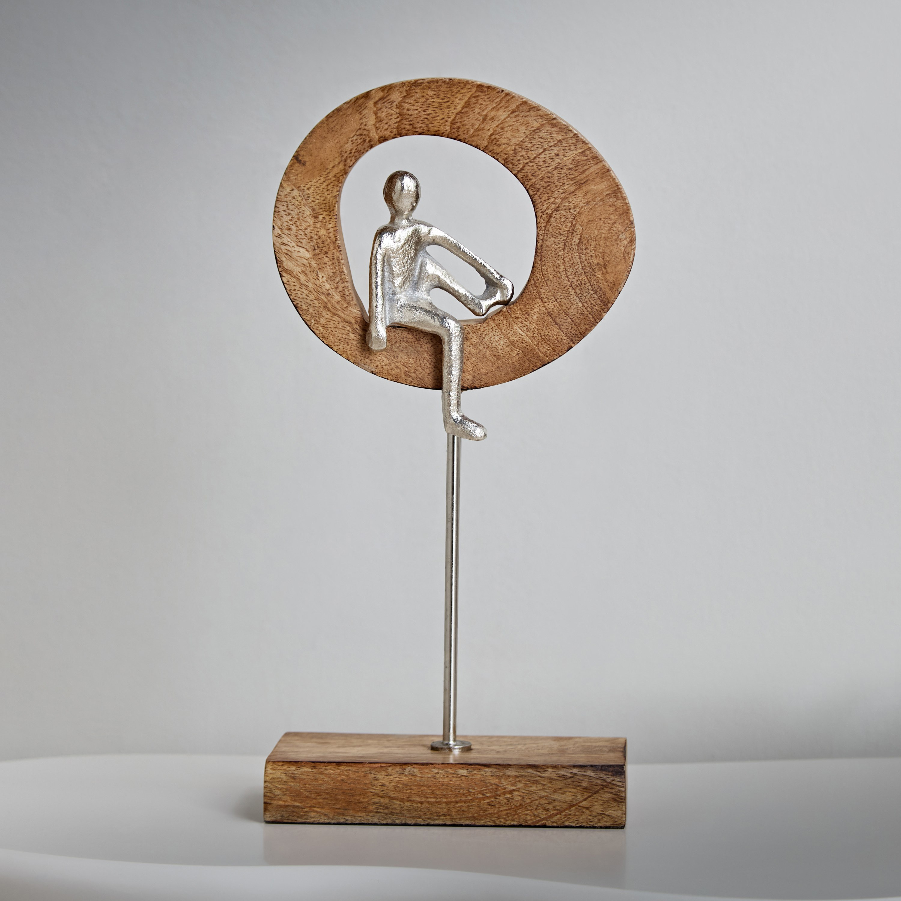 Odin Aluminum Sculpture with Wooden Base and Ring - 16x9x30 cm-hbxhomeware-homedecor-figurinesandornaments-image-1
