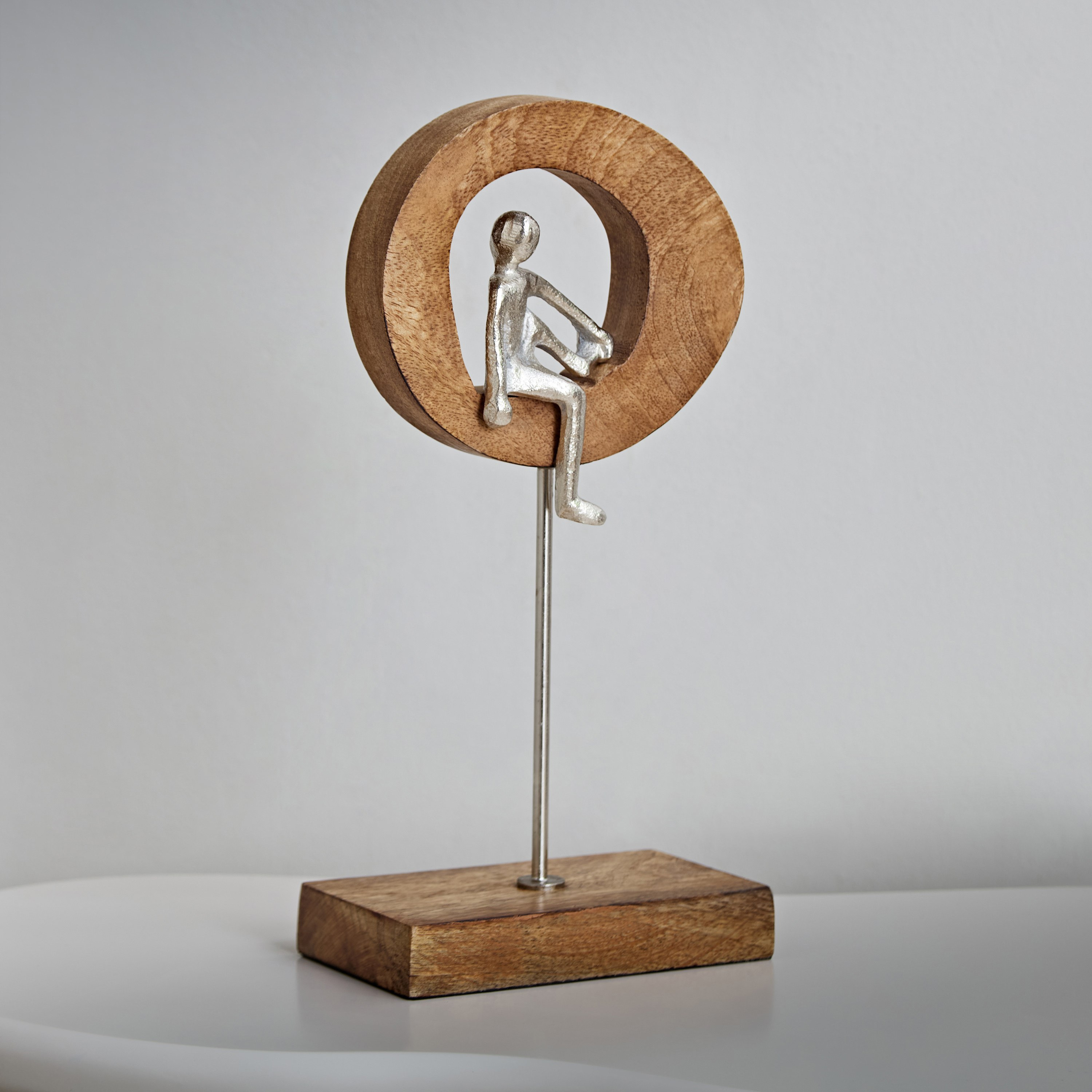 Odin Aluminum Sculpture with Wooden Base and Ring - 16x9x30 cm-hbxhomeware-homedecor-figurinesandornaments-image-2