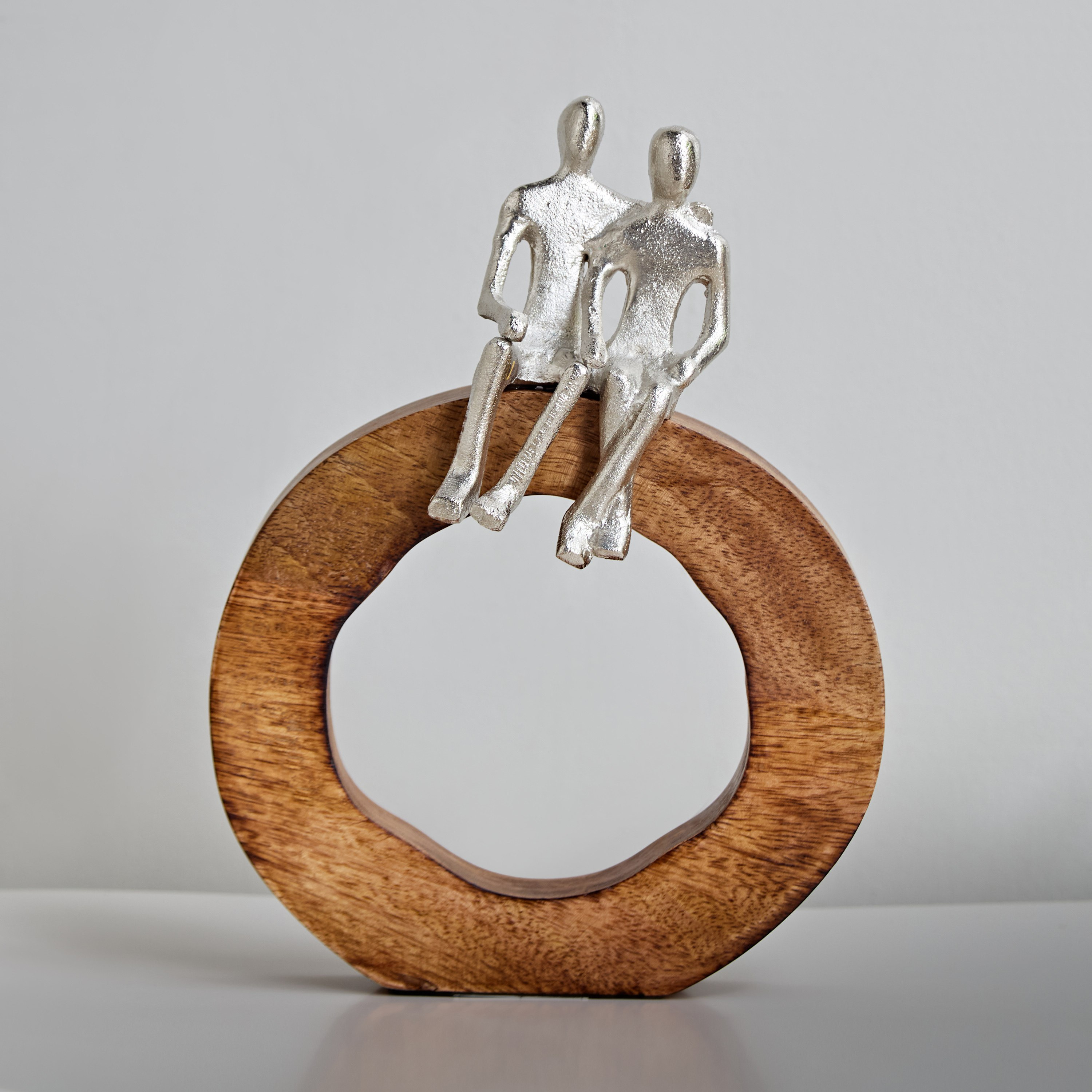 Odin Aluminum Couple Sculpture with Wooden Base - 20x5x24 cm-hbxhomeware-homedecor-figurinesandornaments-image-1