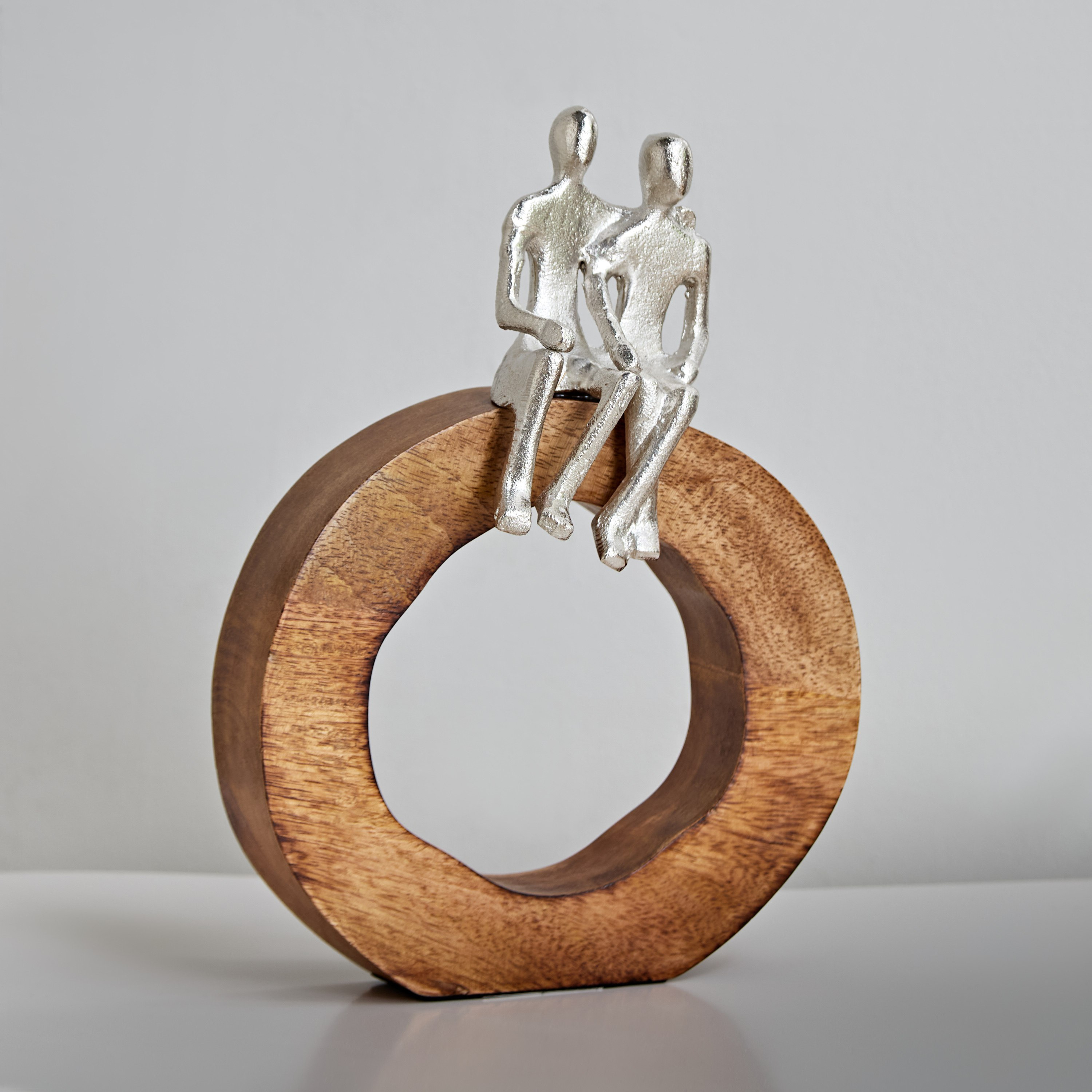 Odin Aluminum Couple Sculpture with Wooden Base - 20x5x24 cm-hbxhomeware-homedecor-figurinesandornaments-image-2