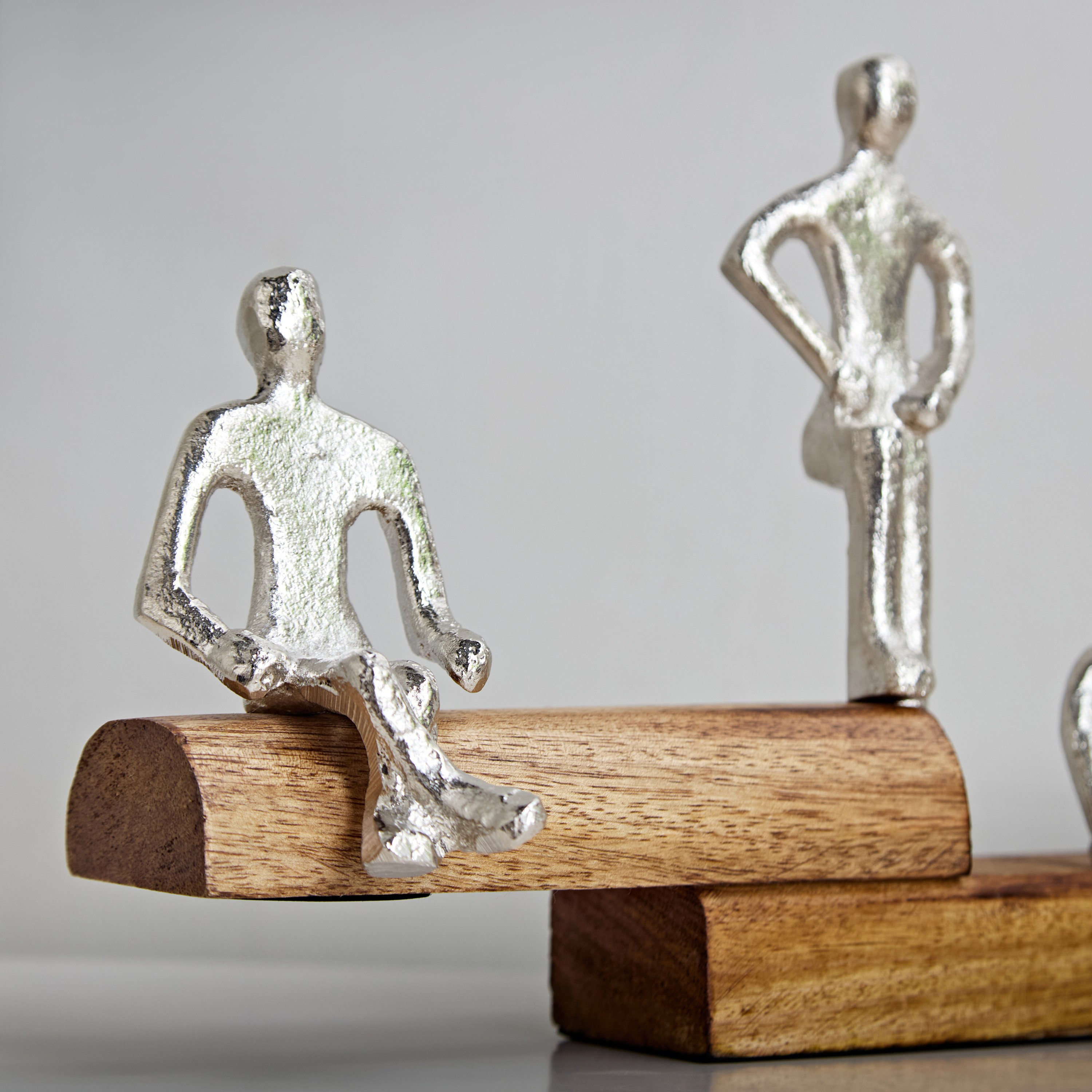 Odin 3 Thinking Men Aluminium Sculptures with Wooden Base - 24x4x24 cm-hbxhomeware-homedecor-figurinesandornaments-image-3