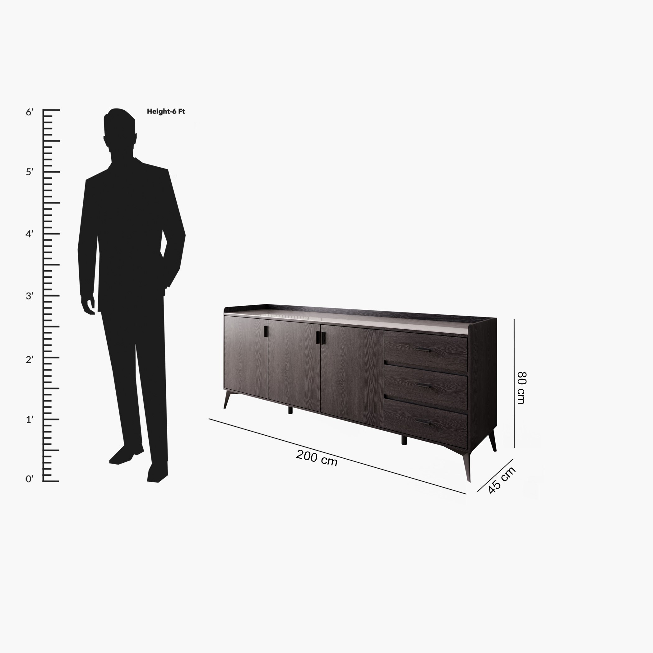 Marwell 2 Metre 3-Door Sintered Stone Top Large Sideboard with 3 Drawers-hbxfurniture-diningroom-buffetsandsideboards-image-9