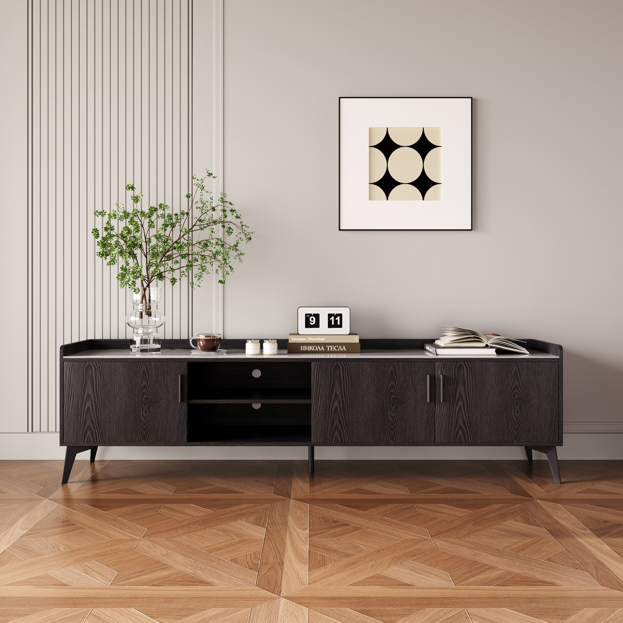Marwell 2 Metre TV Unit with Sintered Stone Top for TVs up to 80 inches-hbxlivingroom-mediaunitsandstorage-tvunits-image-2