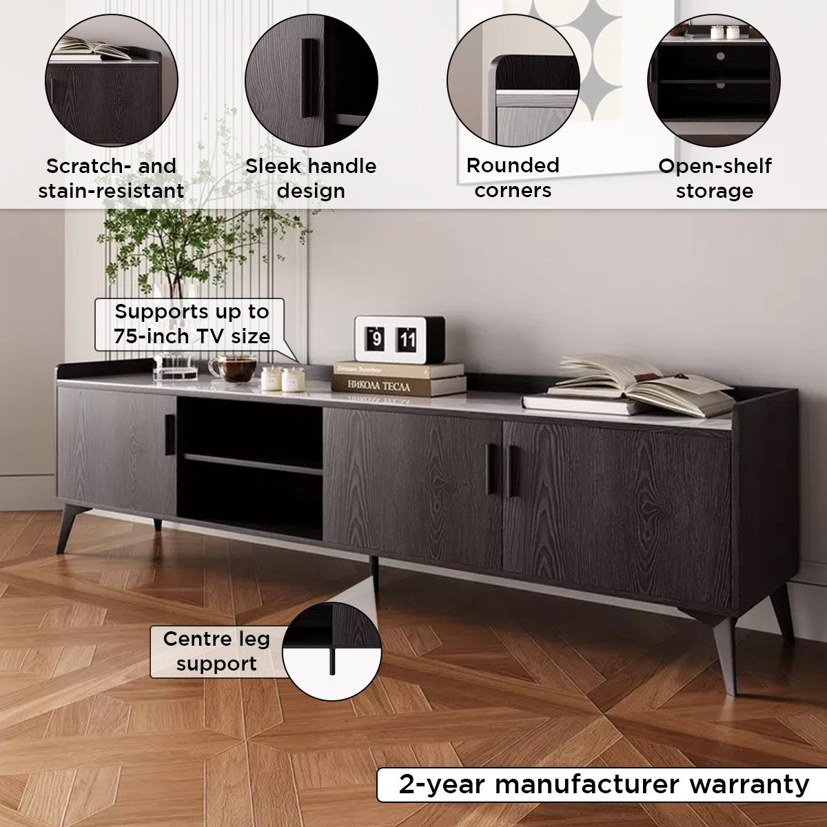 Marwell 2 Metre TV Unit with Sintered Stone Top for TVs up to 80 inches-hbxlivingroom-mediaunitsandstorage-tvunits-image-4