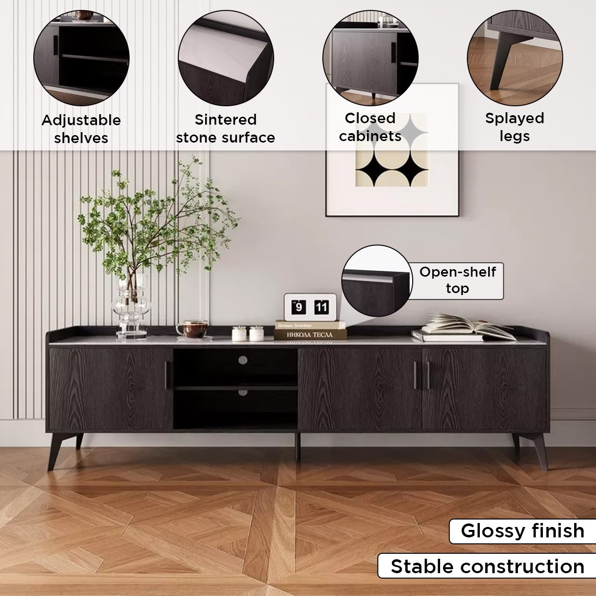 Marwell 2 Metre TV Unit with Sintered Stone Top for TVs up to 80 inches-hbxlivingroom-mediaunitsandstorage-tvunits-image-5