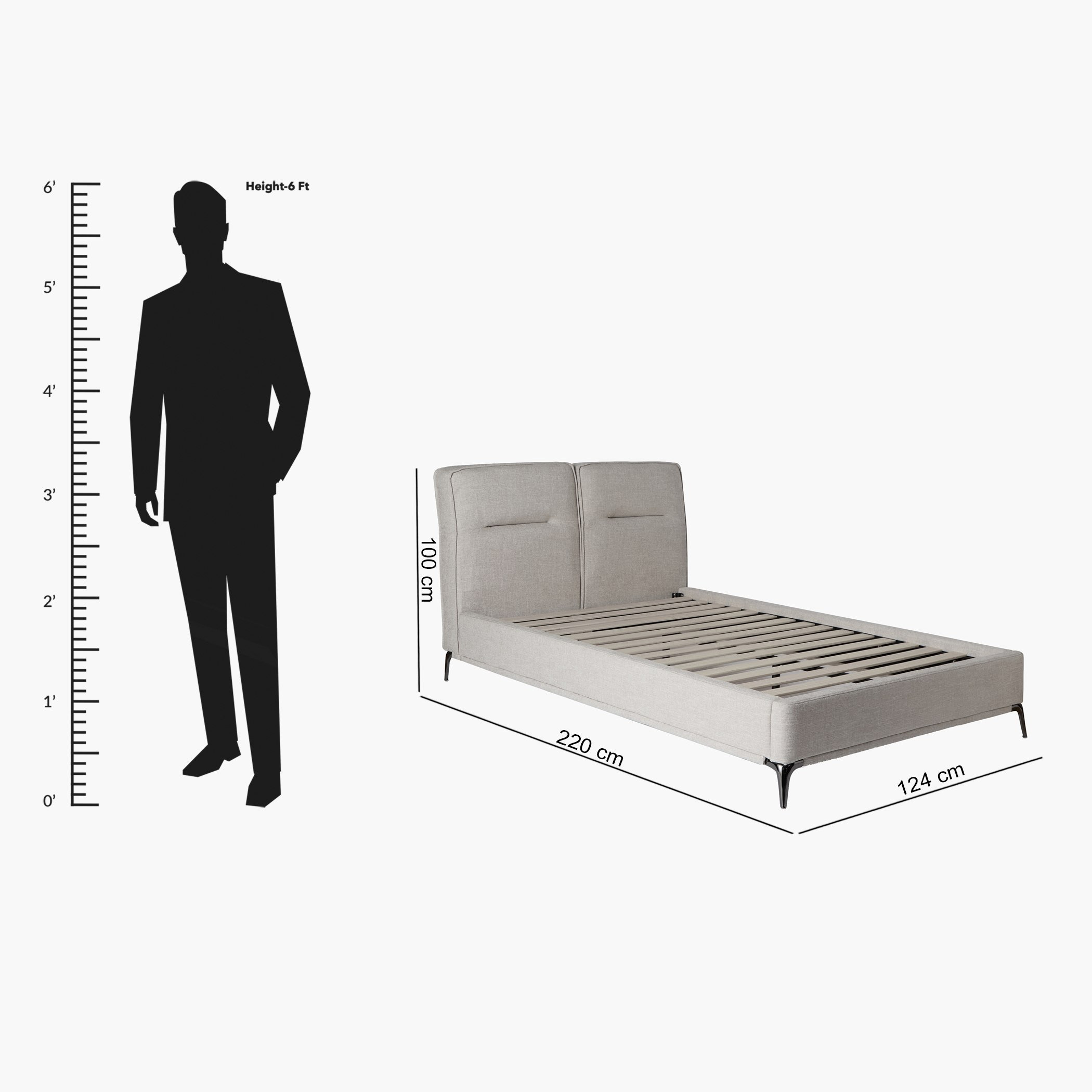 Marwell Carina Upholstered Twin Bed - 120x200 cm-hbxbedroom-bedsandbedsets-upholsteredbeds-twin-image-11