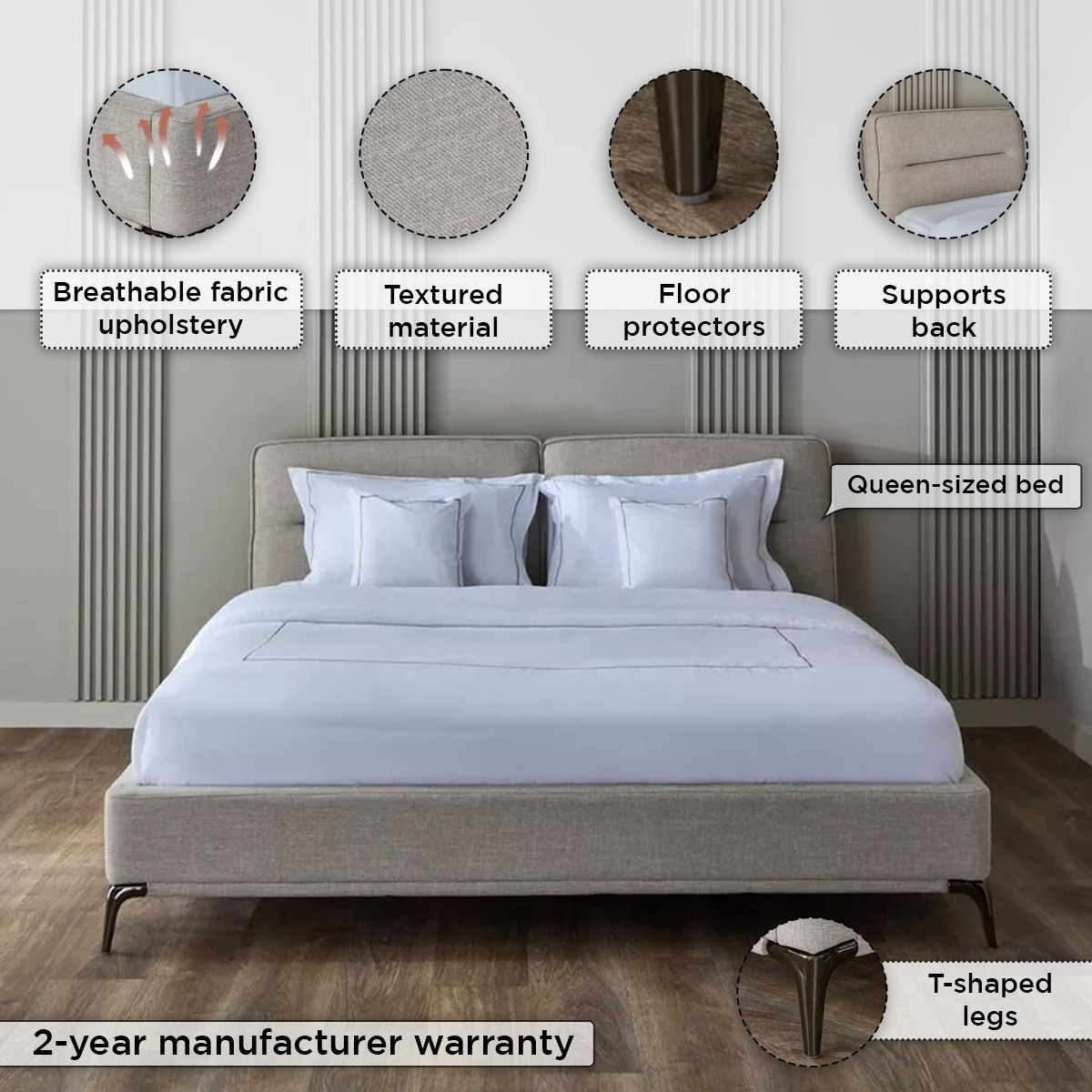 Marwell Carina Upholstered Queen Bed - 160x200 cm-hbxbedroom-bedsandbedsets-beds-queen-image-5