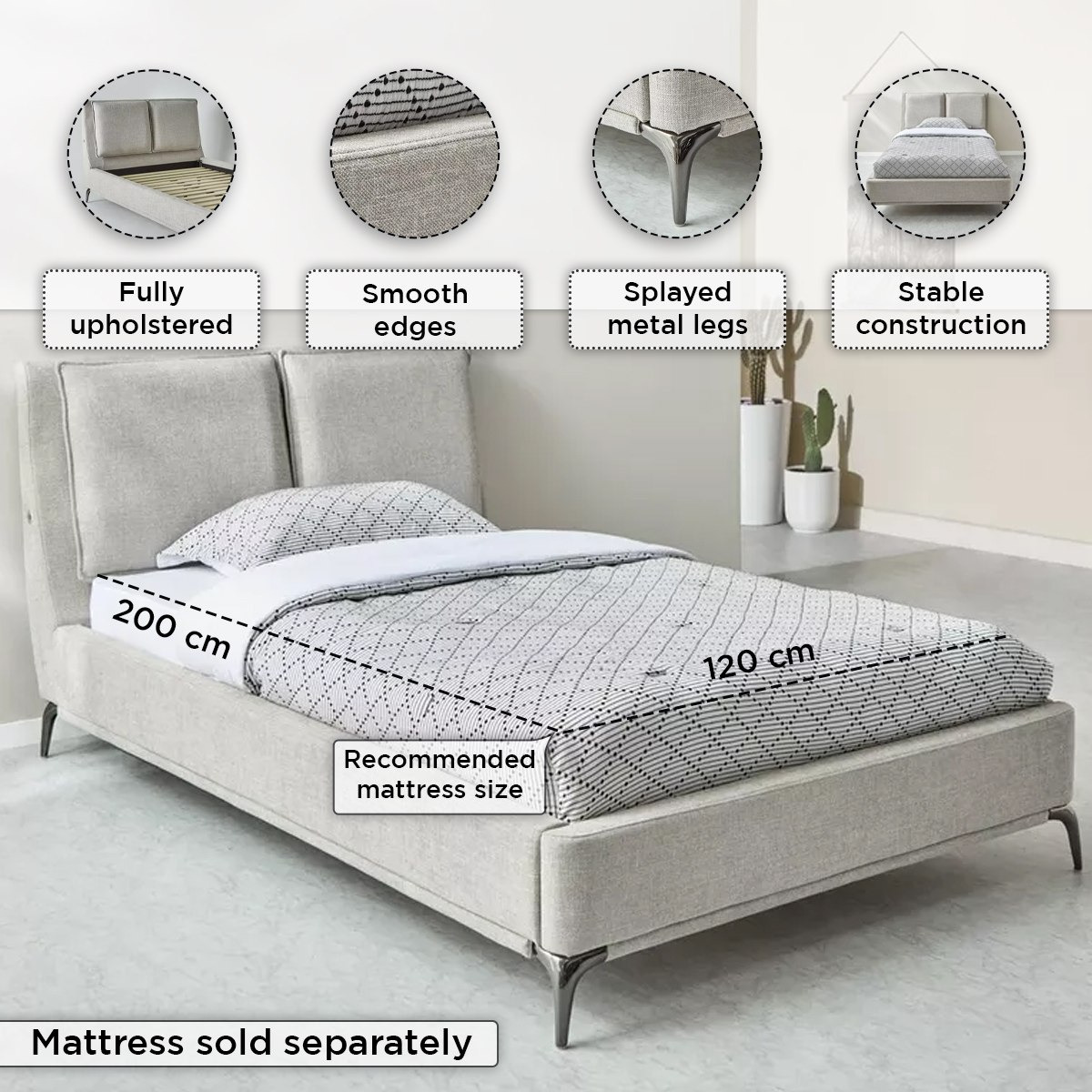 سرير توين منجد من مارويل ليرا سمارت - 120x200 سم-hbxbedroom-bedsandbedsets-upholsteredbeds-twin-image-4