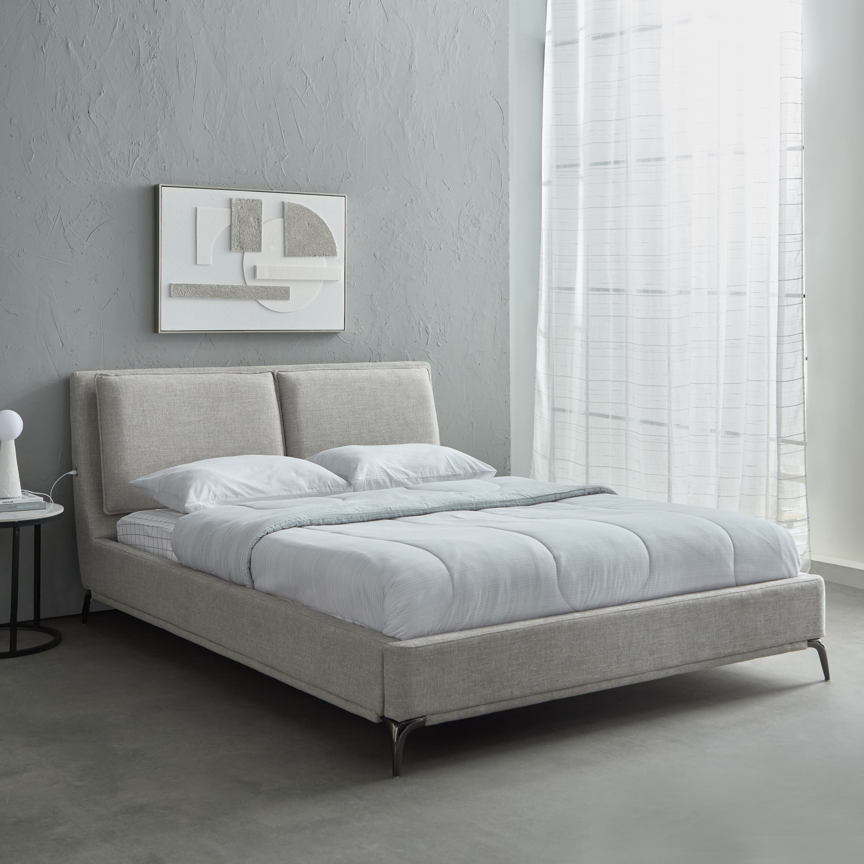 سرير كوين منجد من مارويل ليرا سمارت - 160x200 سم-hbxbedroom-bedsandbedsets-beds-queen-image-1