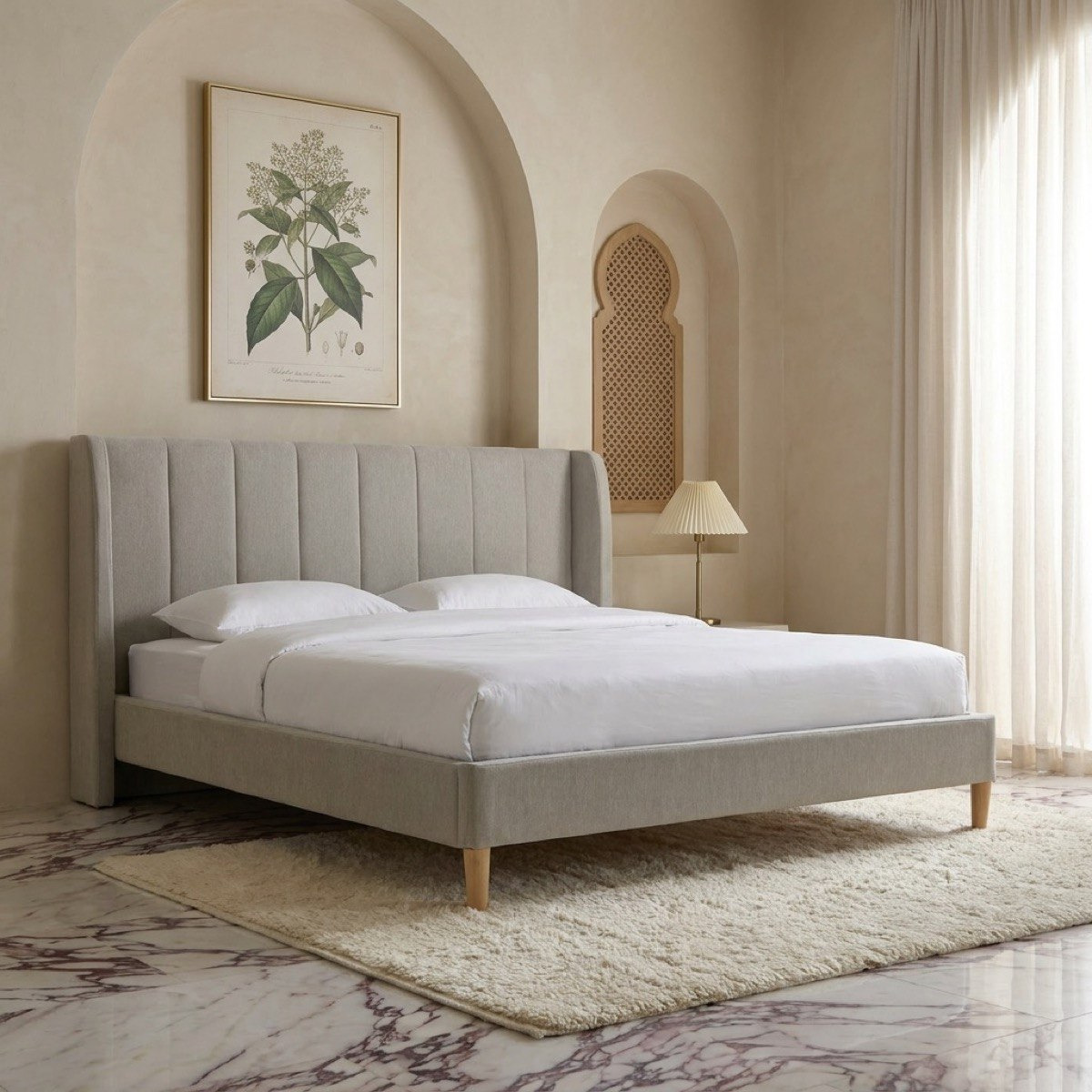 Nordica Douglas Upholstered King Bed - 180x200 cm-hbxfurniture-bedsandbedsets-beds-king-image-1