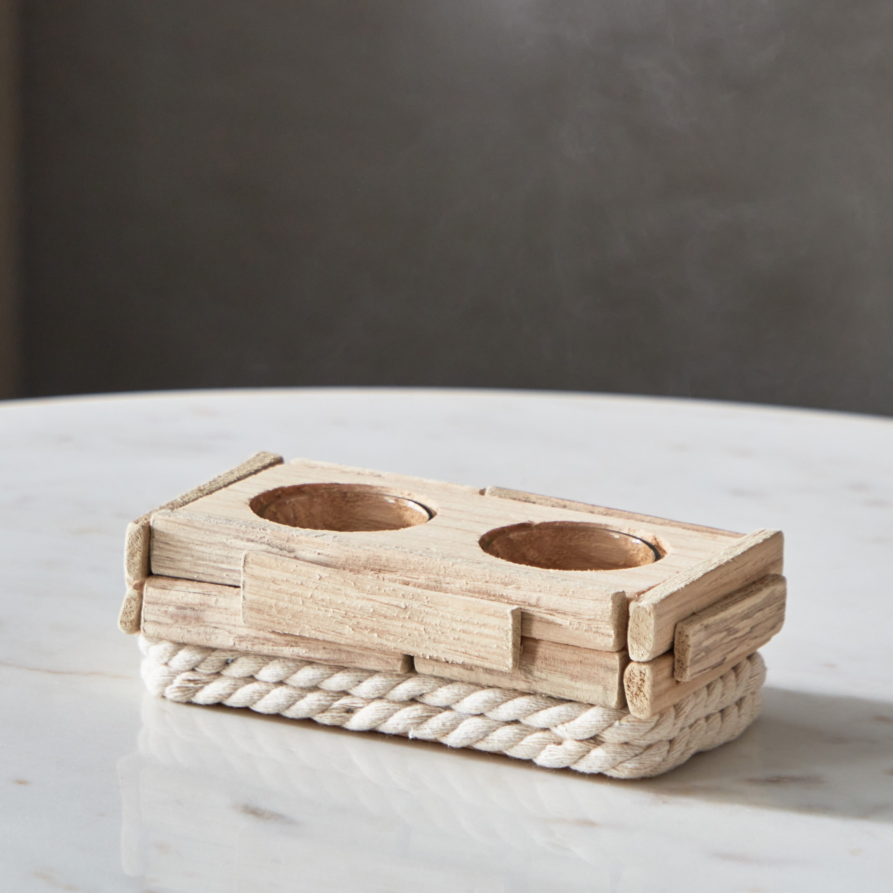 حامل شموع من الخشب الطبيعي من لامبر - 16x9x5 سم-hbxlivingroom-decorandaccessories-candleholders-image-2