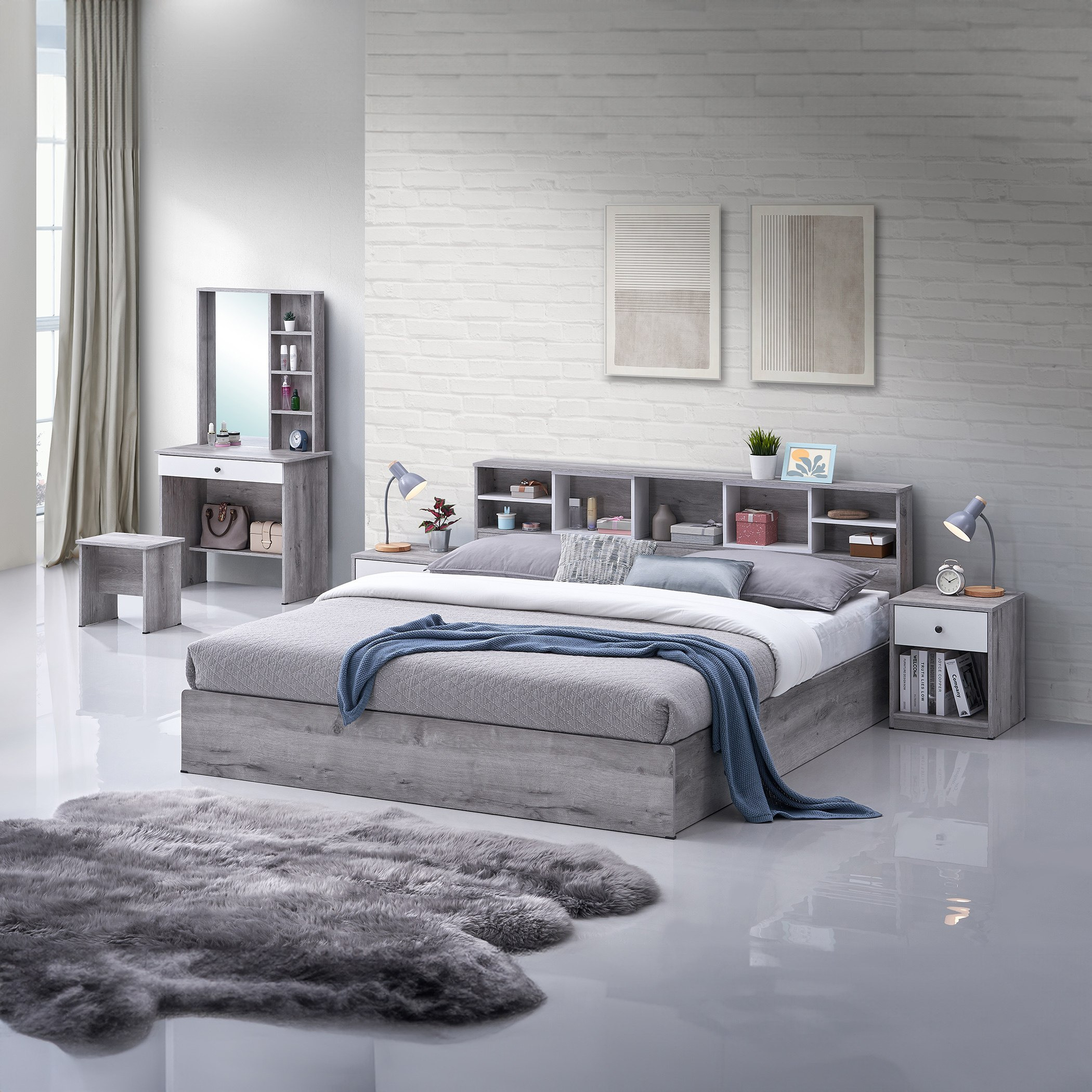 طقم غرفة نوم كينج 5 قطع - دالاس من موڤو - 180x200 سم-hbxbedroom-bedsandbedsets-bedroomsets-king-image-1