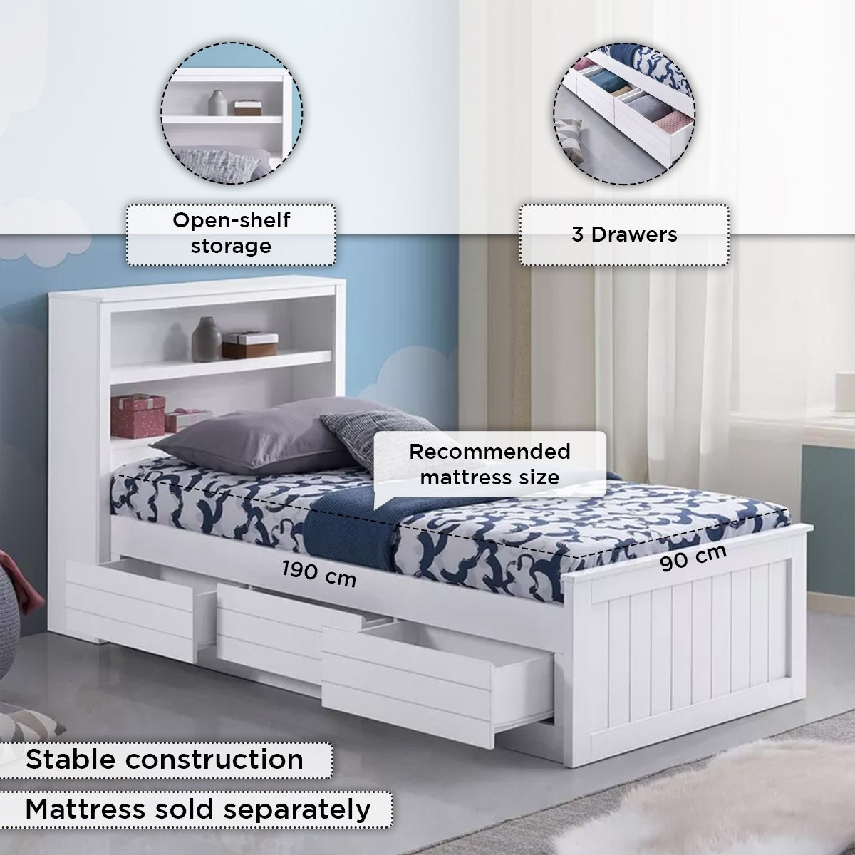 سرير فردي بـ3 أدراج من هامبتون - 90x190 سم-hbxfurniture-bedsandbedsets-beds-single-image-5