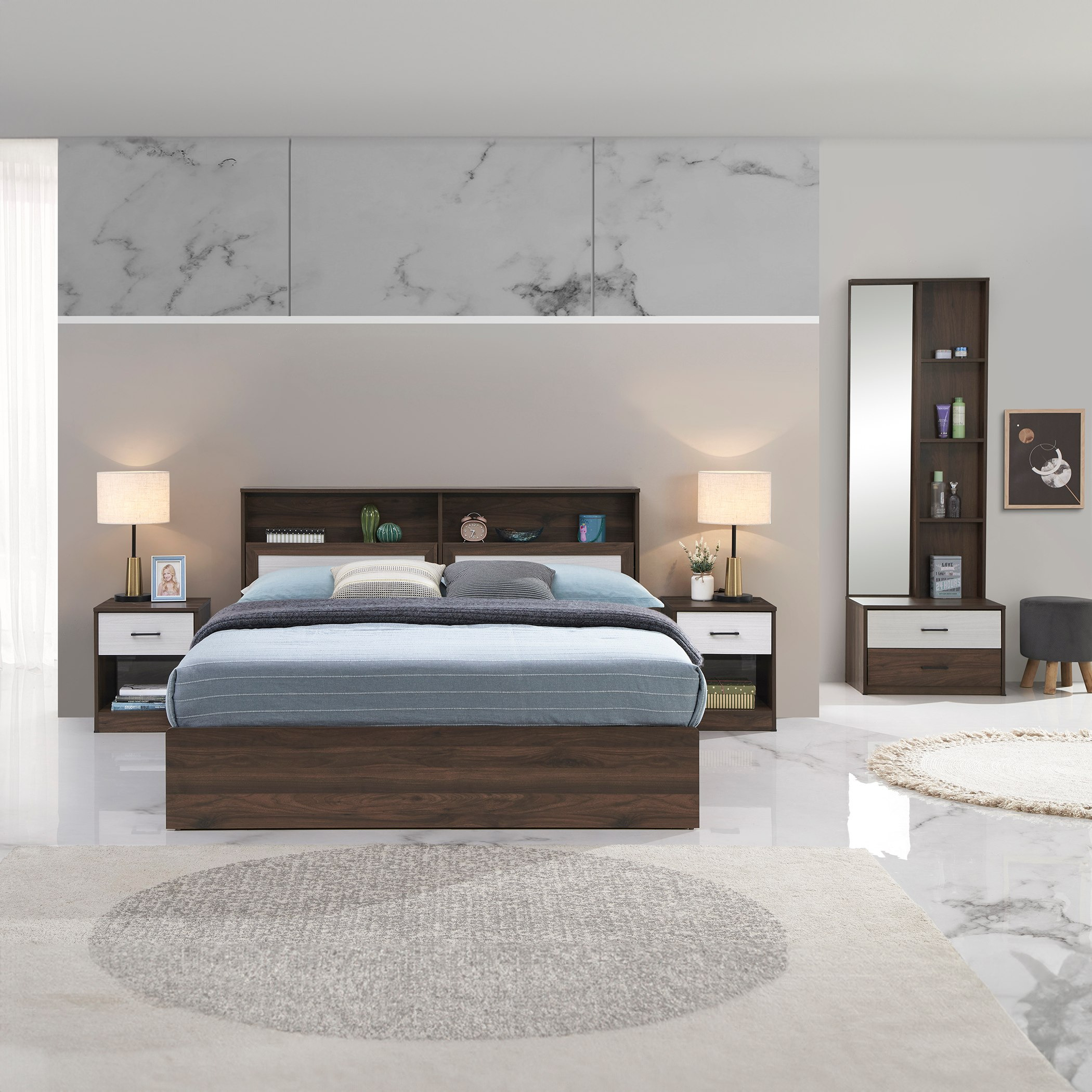 طقم غرفة نوم كينج 4 طع من هانابي - 180x200 سم-hbxbedroom-bedsandbedsets-bedroomsets-king-image-11
