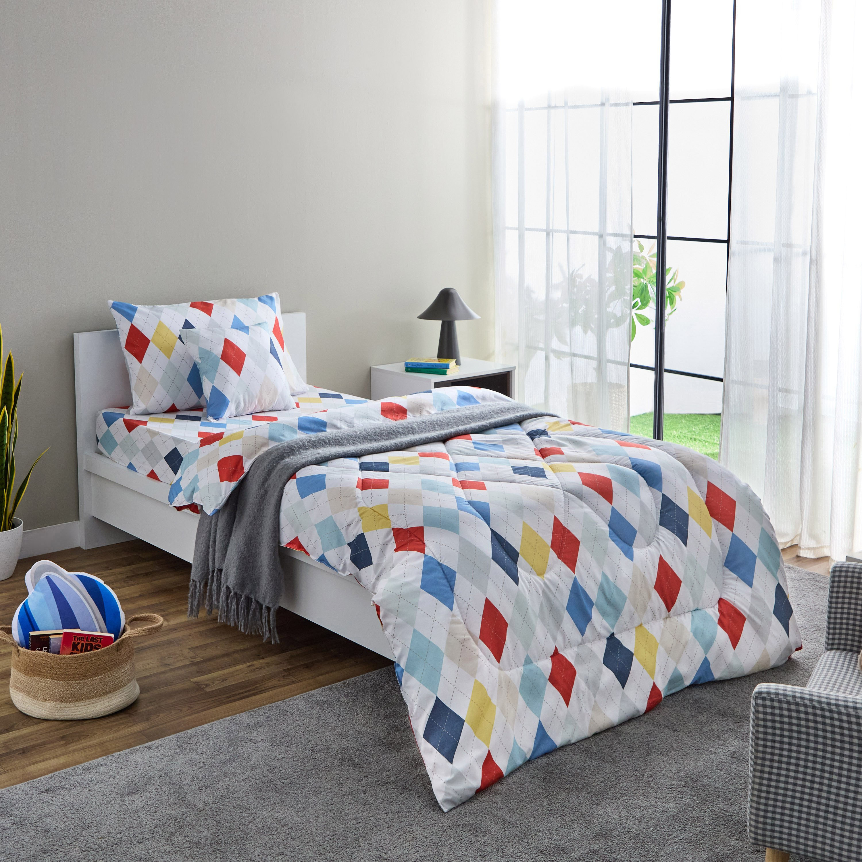Nora Plaid Microfibre Single Fitted Sheet - 90x190+25 cm-hbxhomeware-hbxkidsandyouth-image-7