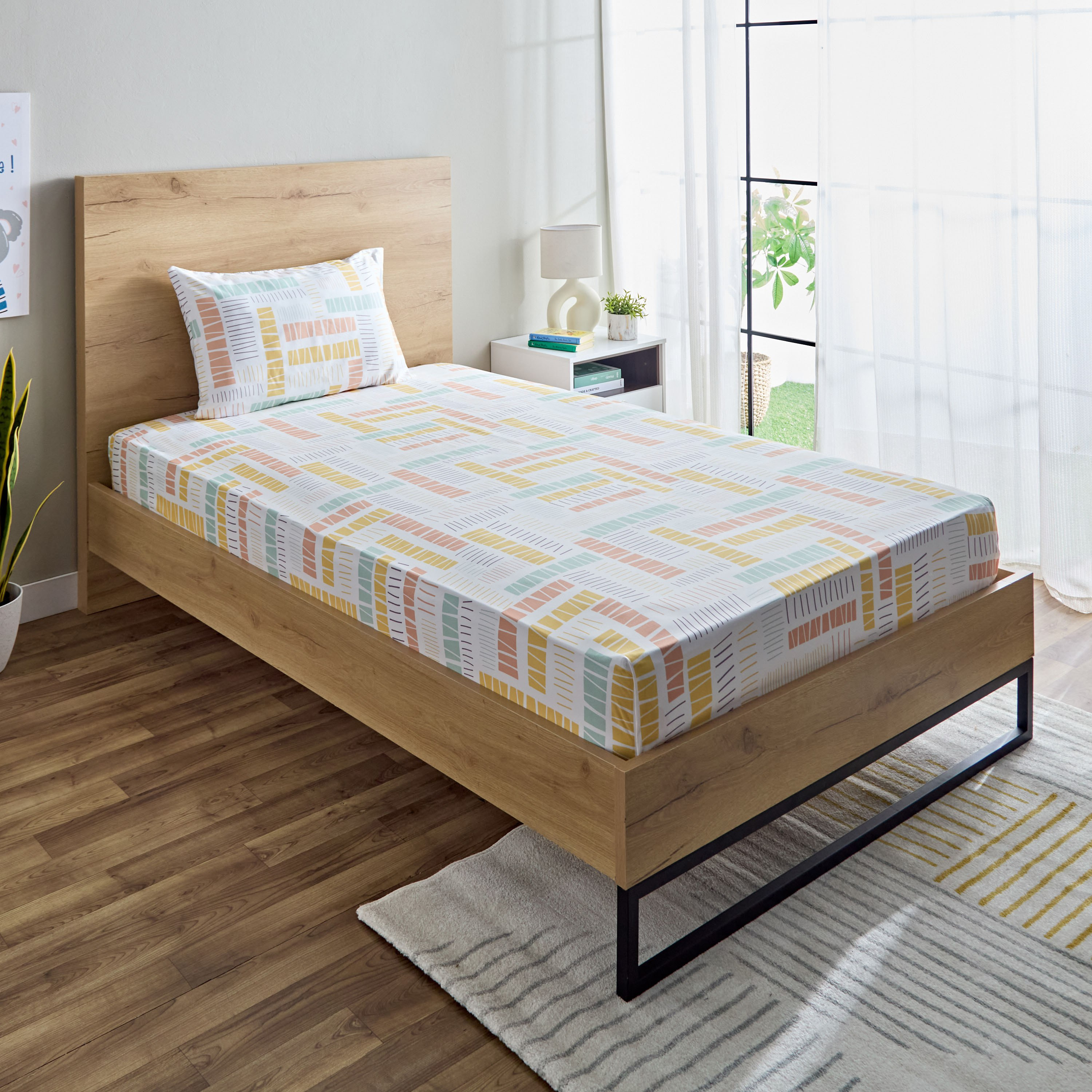 شرشف مسطّح فردي من الألياف الدقيقة مع غطاء وسادة سافانا من نورا - 160x240 سم-hbxhomeware-hbxkidsandyouth-image-1