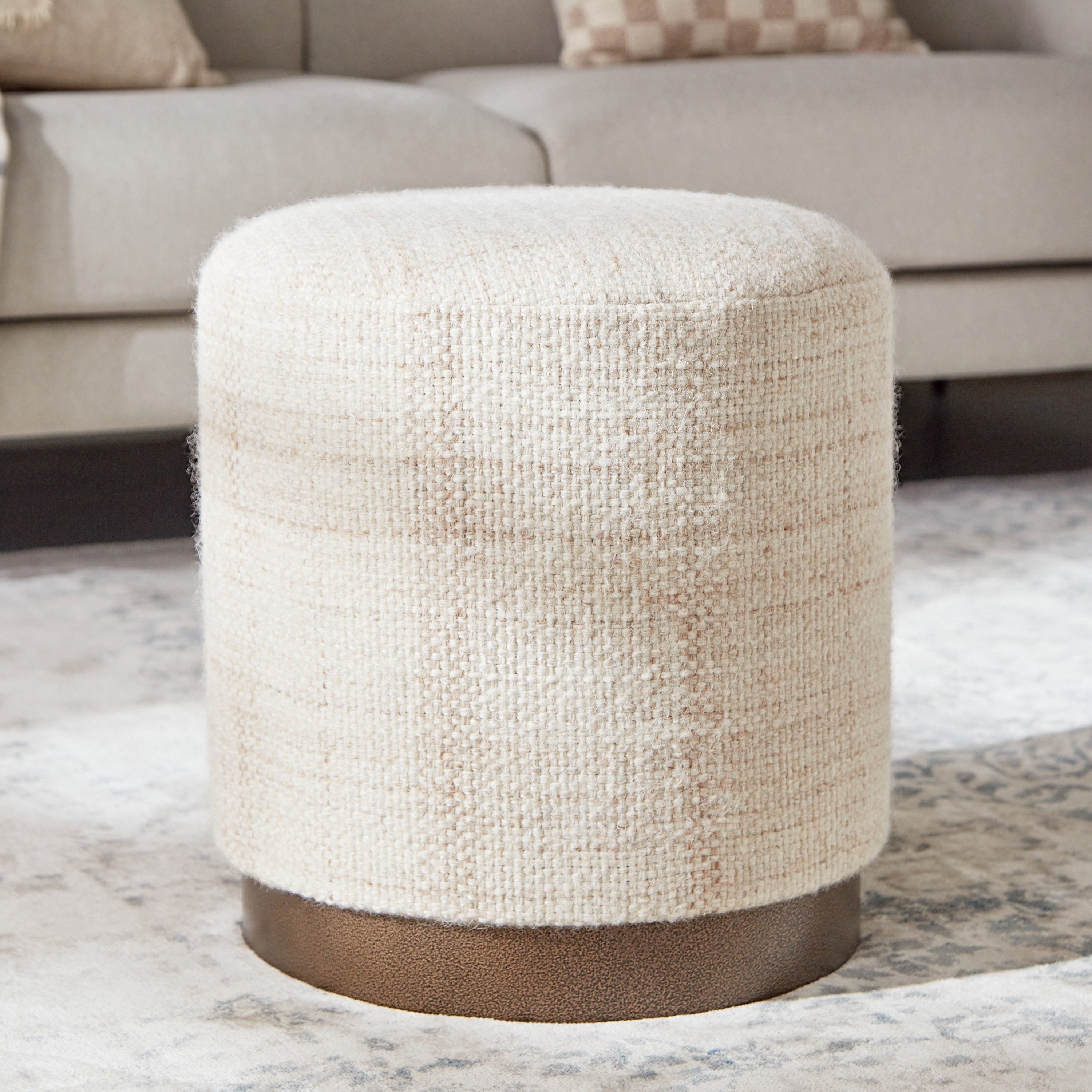 Round fabric clearance ottoman