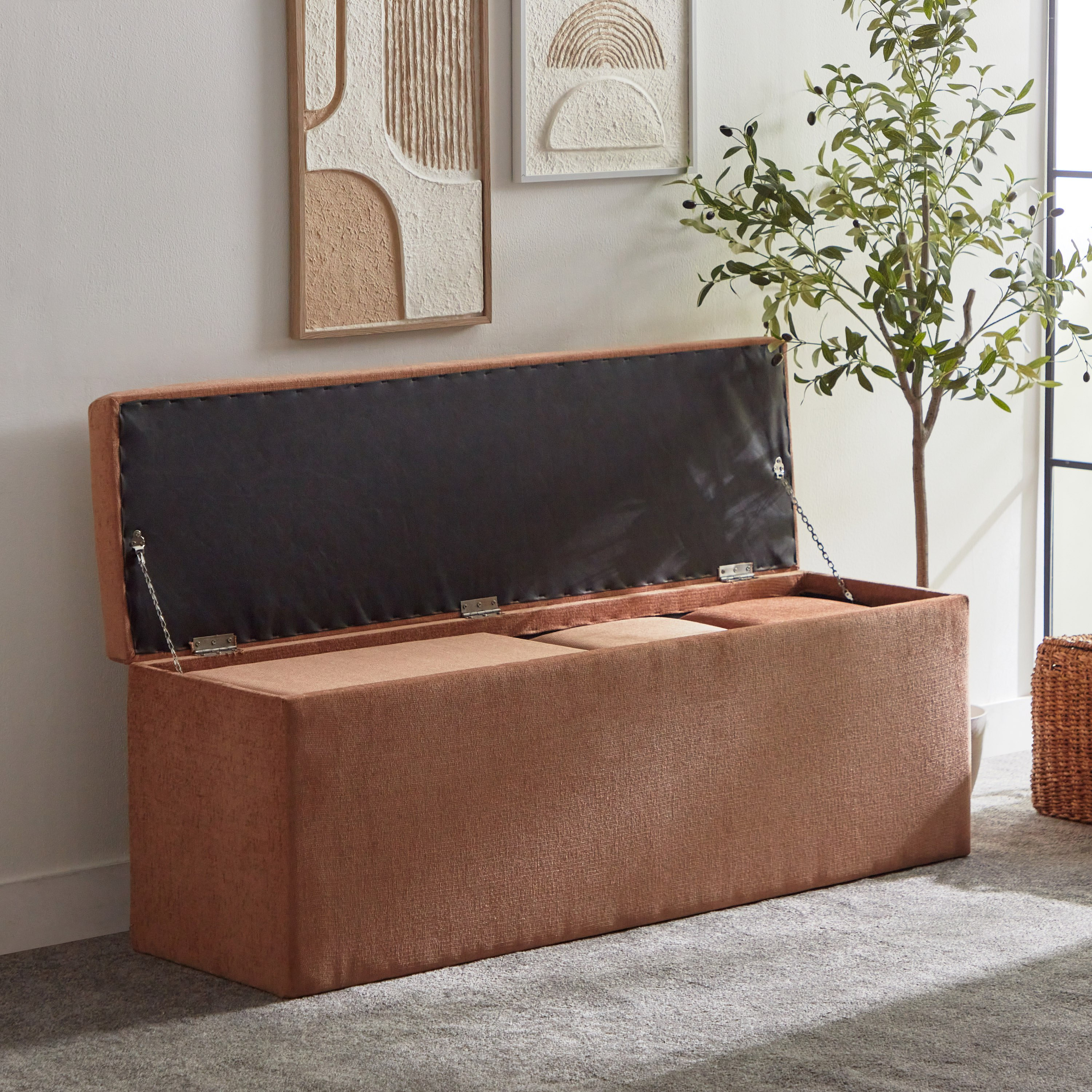 مقعد بنش قماش ومسند قدم 4 قطع مع مساحة تخزين من أوسيس-hbxlivingroom-sofasandarmchairs-ottomansandfootstools-image-3