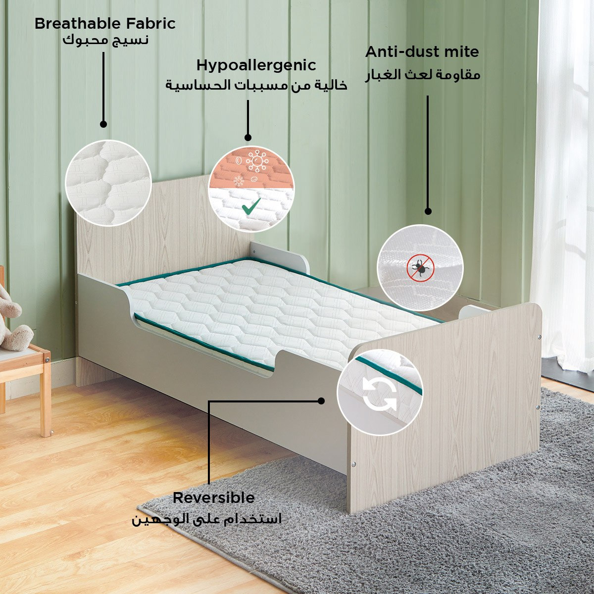 SleepEase iToddler Nxt (0-3 years) Toddler Foam Mattress - 70x130x10 cm-hbxfurniture-mattresses-toddler-image-8