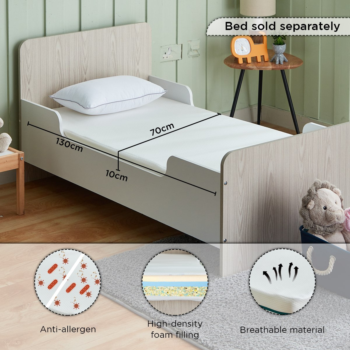 SleepEase iCody Nxt  (0-3 years) Toddler Foam Mattress with Washable Cover - 70x130x10 cm-hbxfurniture-mattresses-toddler-image-6