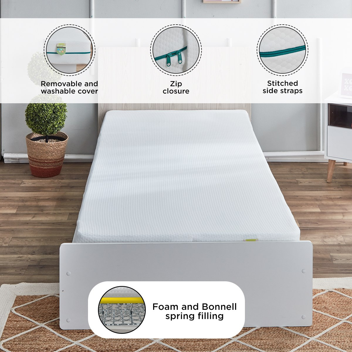SleepEase iHampton Kids Foam Bonnell Spring Single Mattress - 90x190x16 cm-hbxfurniture-bedroom-mattresses-single-image-6