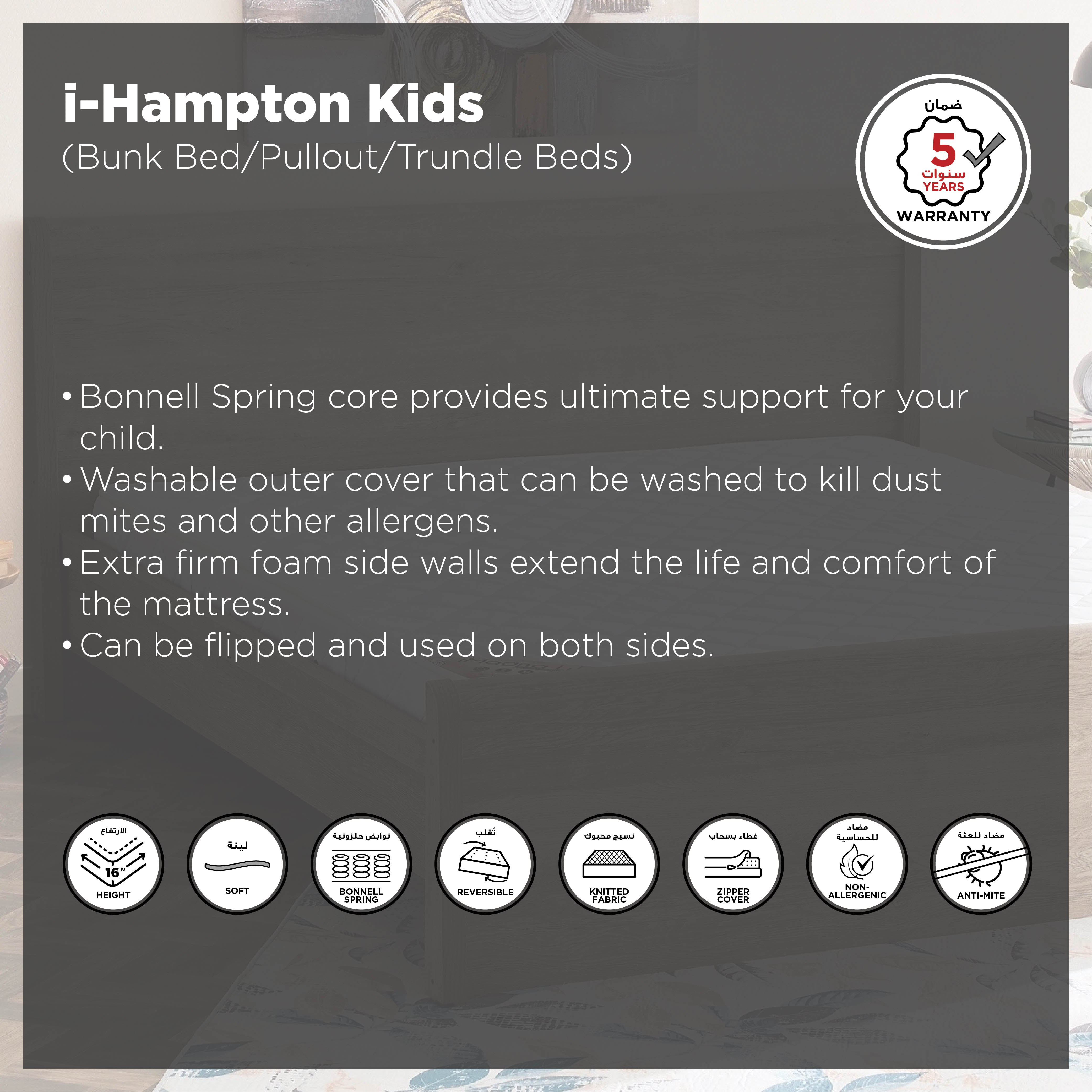 SleepEase iHampton Kids Foam Bonnell Spring Single Mattress - 90x200x16 cm-hbxfurniture-bedroom-mattresses-single-image-4