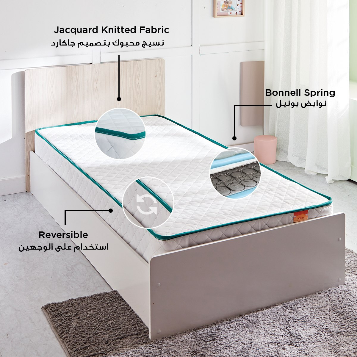 SleepEase iStar Kids Foam Bonnell Spring Single Mattress - 90x190x22 cm-hbxfurniture-bedroom-mattresses-single-image-9